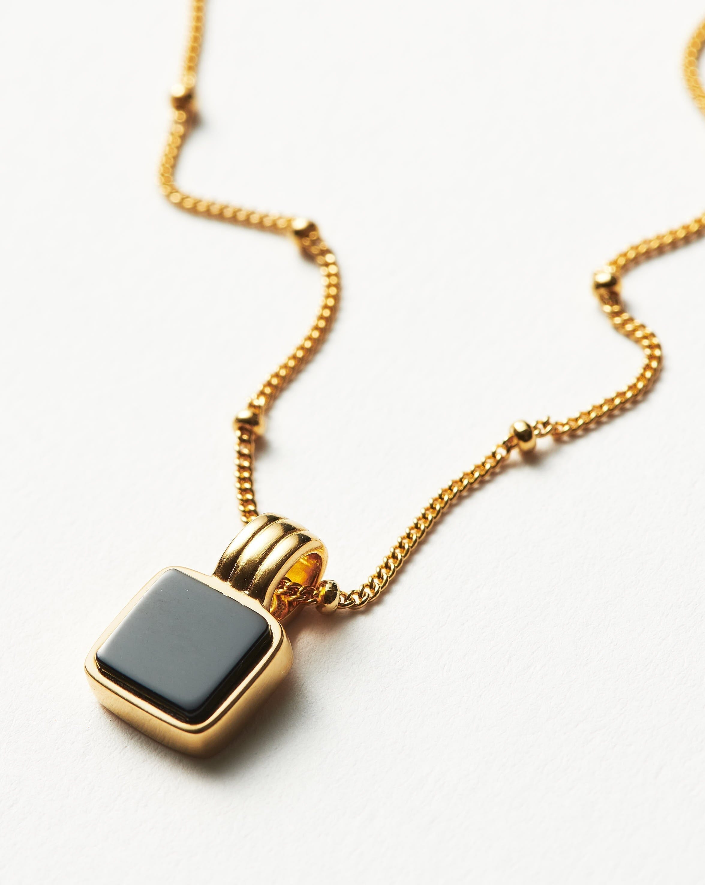 Lucy Williams Square Onyx Necklace | 18k Gold Vermeil/Black Onyx