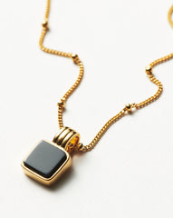 Lucy Williams Square Onyx Necklace | 18k Gold Vermeil/Black Onyx