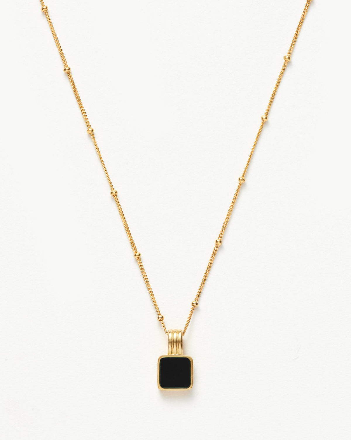 Lucy Williams Square Onyx Necklace | 18k Gold Vermeil/Black Onyx
