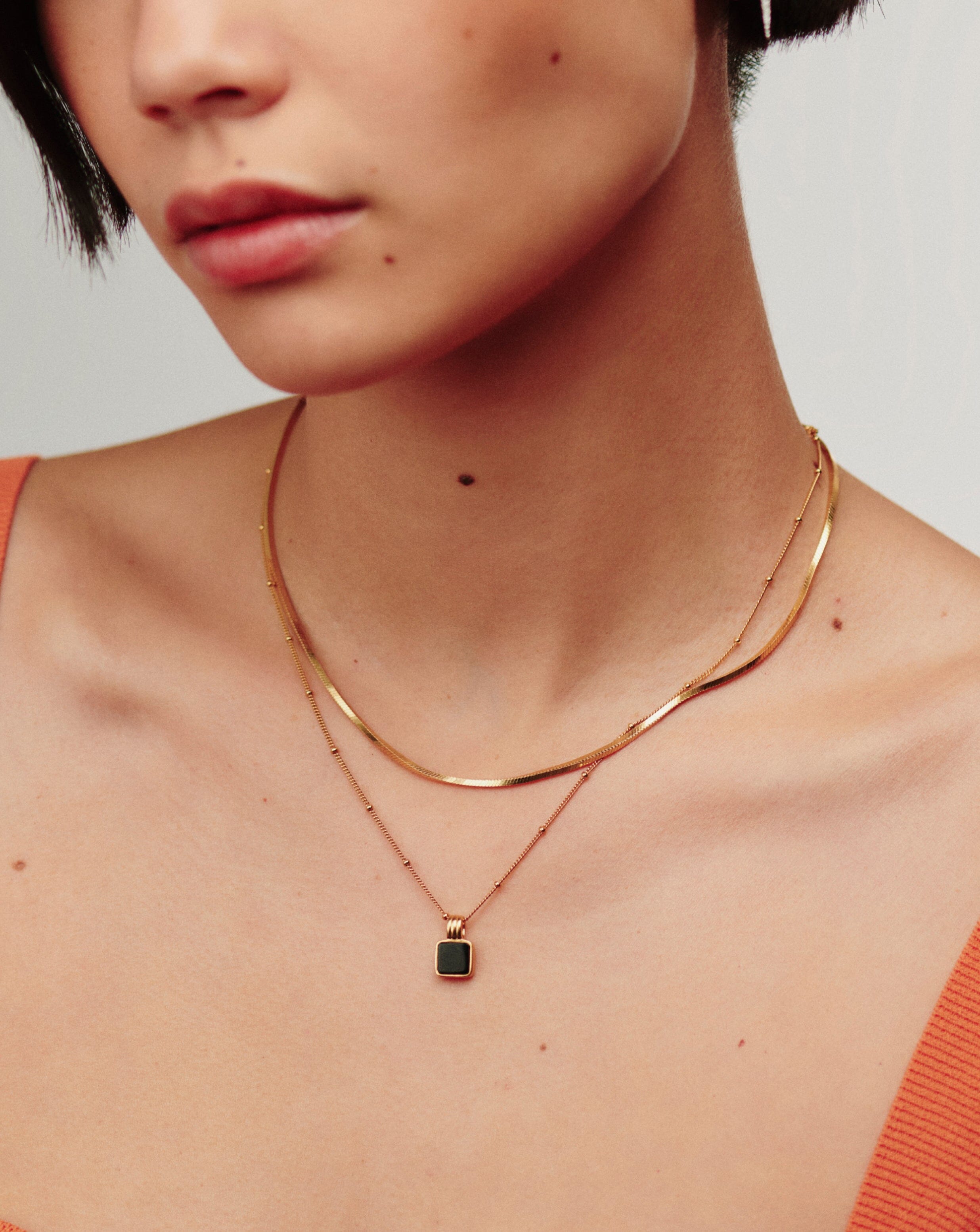 Lucy Williams Square Onyx Necklace | 18k Gold Vermeil/Black Onyx