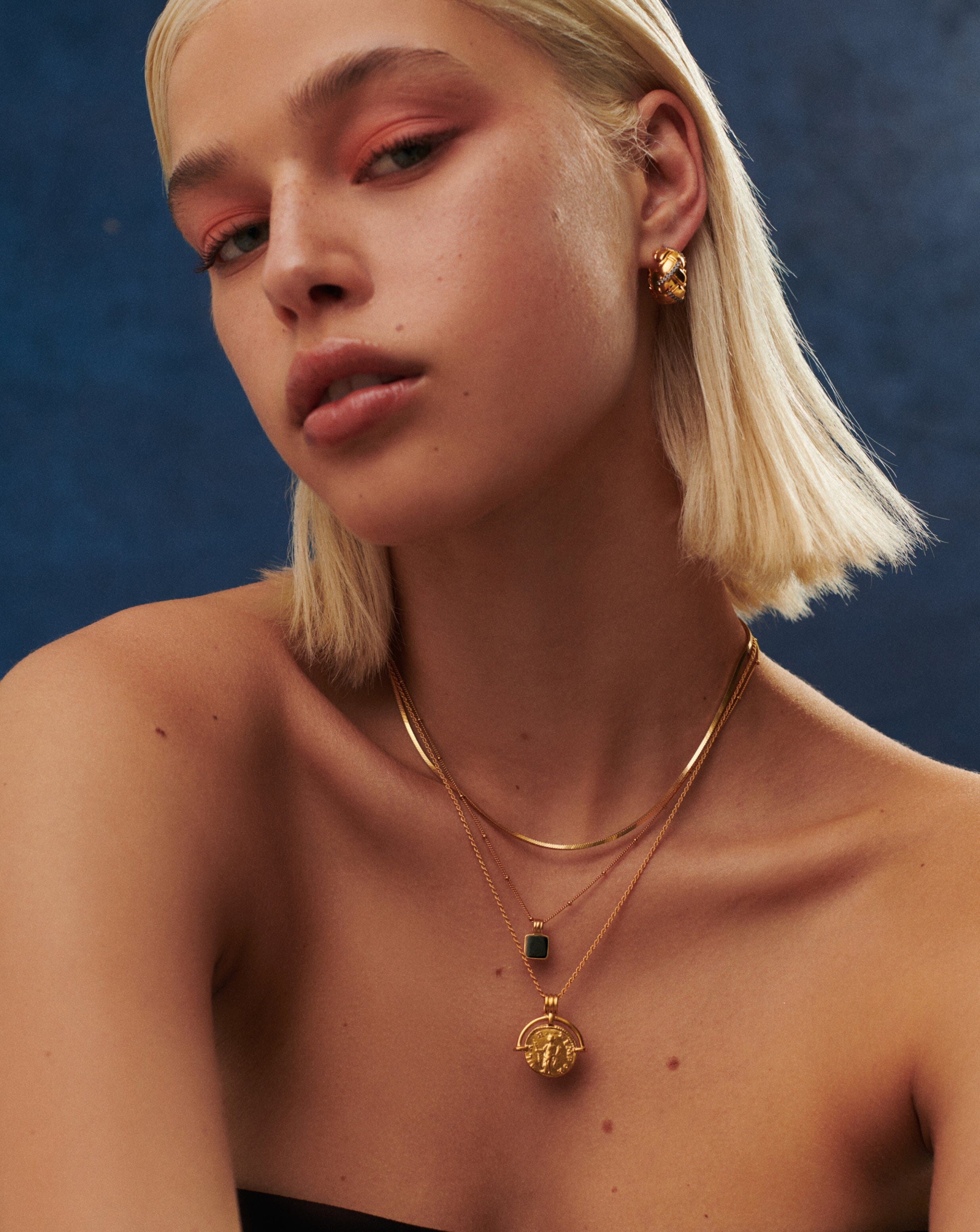 Lucy Williams Square Onyx Necklace | 18k Gold Vermeil/Black Onyx