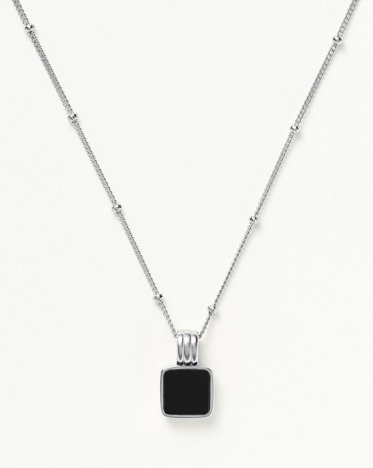 Lucy Williams Square Onyx Necklace | Sterling Silver/Black Onyx