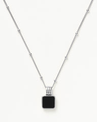 Lucy Williams Square Onyx Necklace | Sterling Silver/Black Onyx