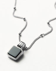 Lucy Williams Square Onyx Necklace | Sterling Silver/Black Onyx
