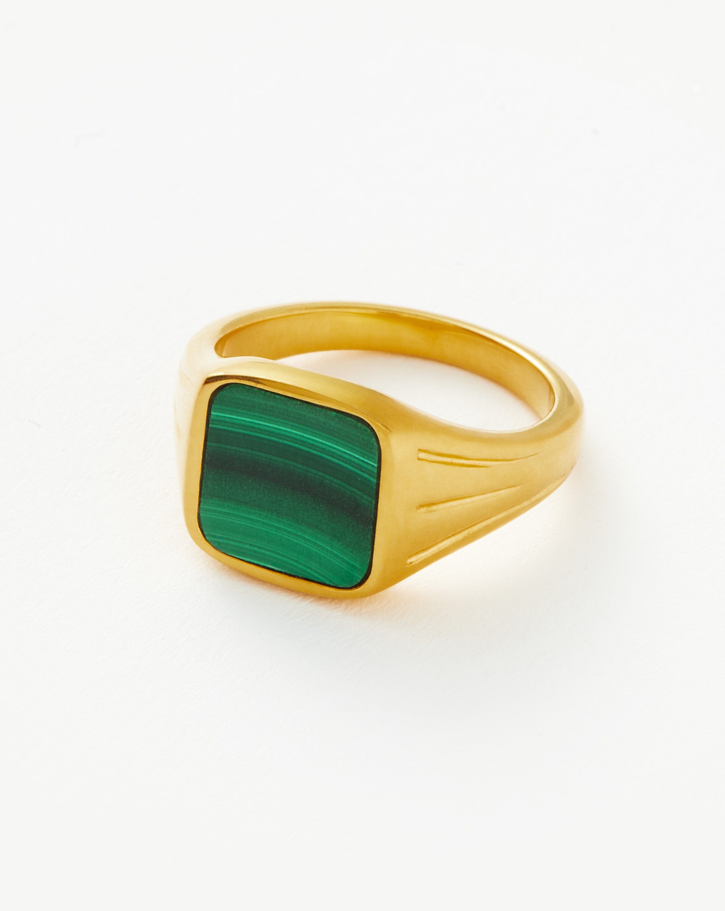 Lucy Williams Square Signet Ring | 18k Gold Vermeil/Malachite