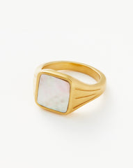 Lucy Williams Square Signet Ring | 18k Gold Vermeil/Mother of Pearl