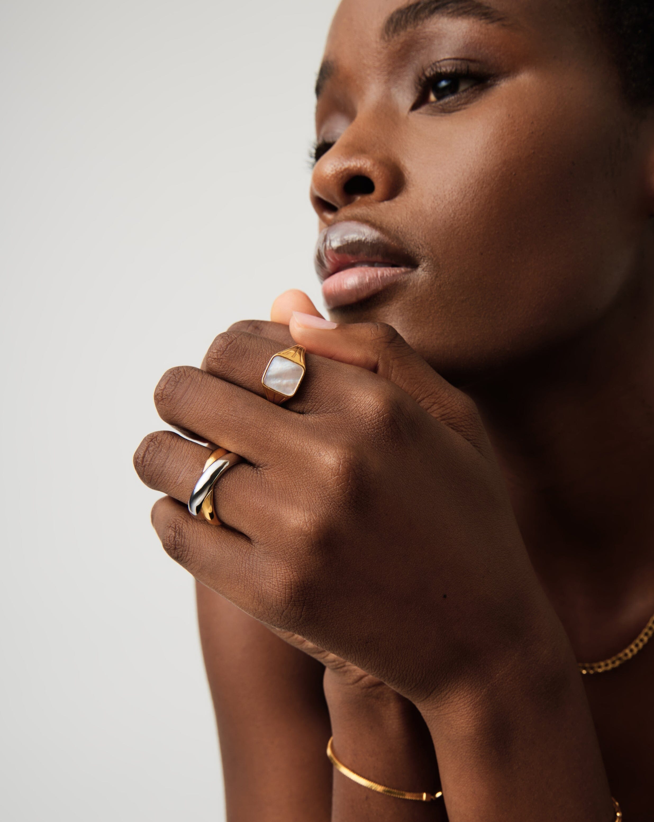 Lucy Williams Square Signet Ring | 18k Gold Vermeil/Mother of Pearl