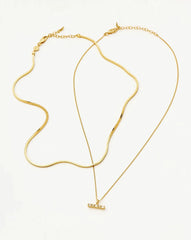 Lucy Williams Square Snake & T-Bar Necklace Set | 18k Gold Vermeil