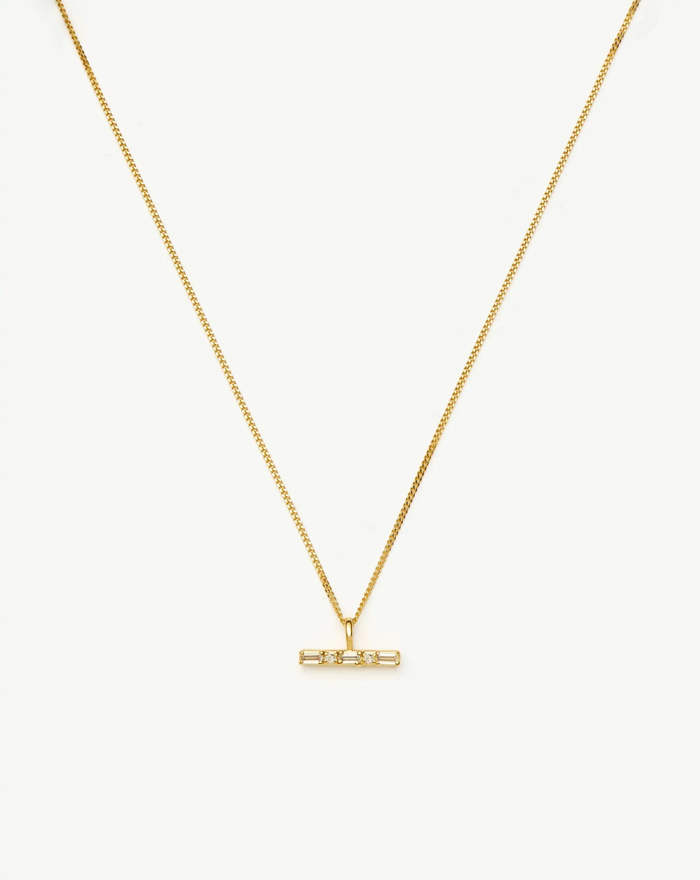 Lucy Williams T-Bar Stone Pendant Necklace | 18k Gold Vermeil