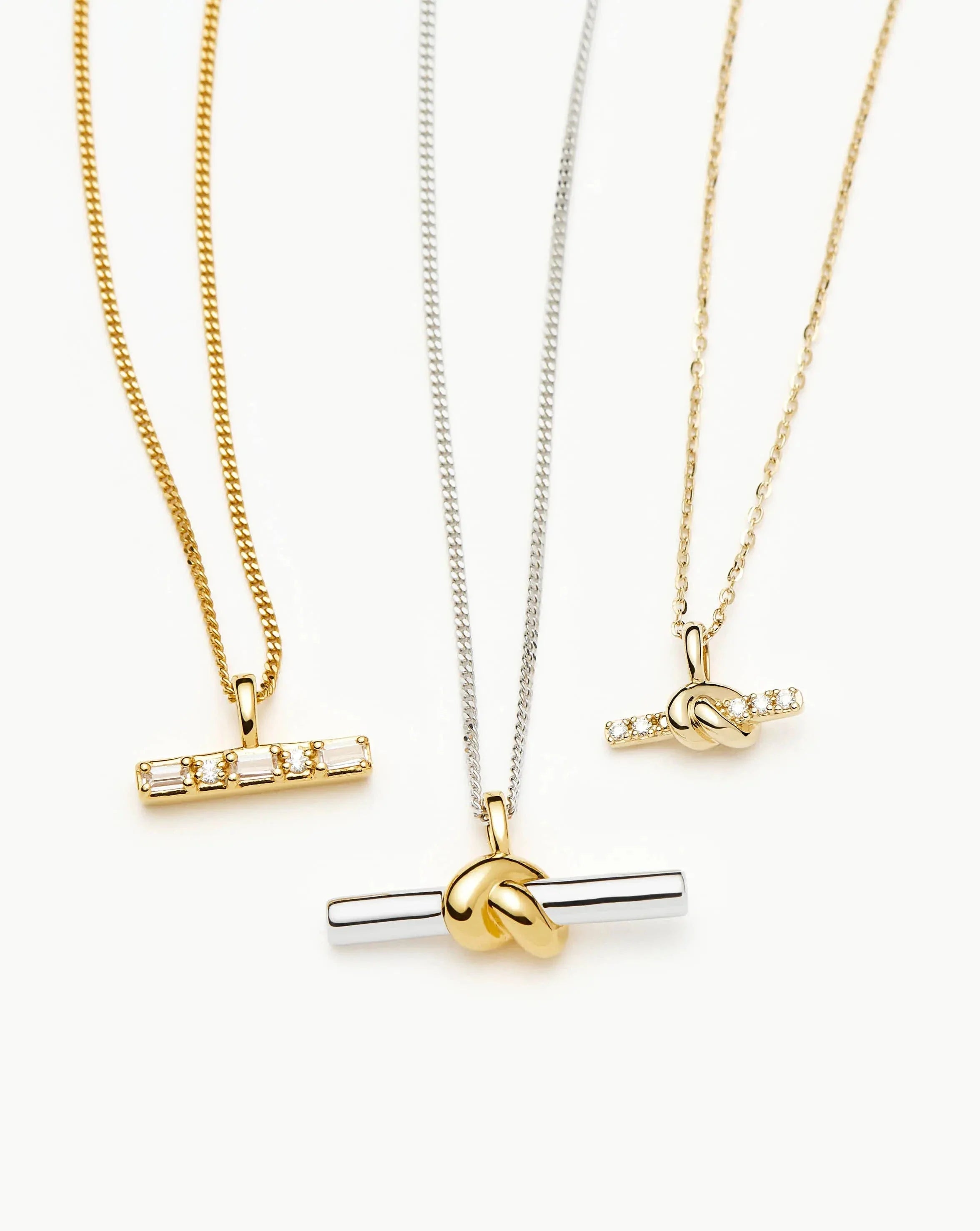 Lucy Williams T-Bar Stone Pendant Necklace | 18k Gold Vermeil