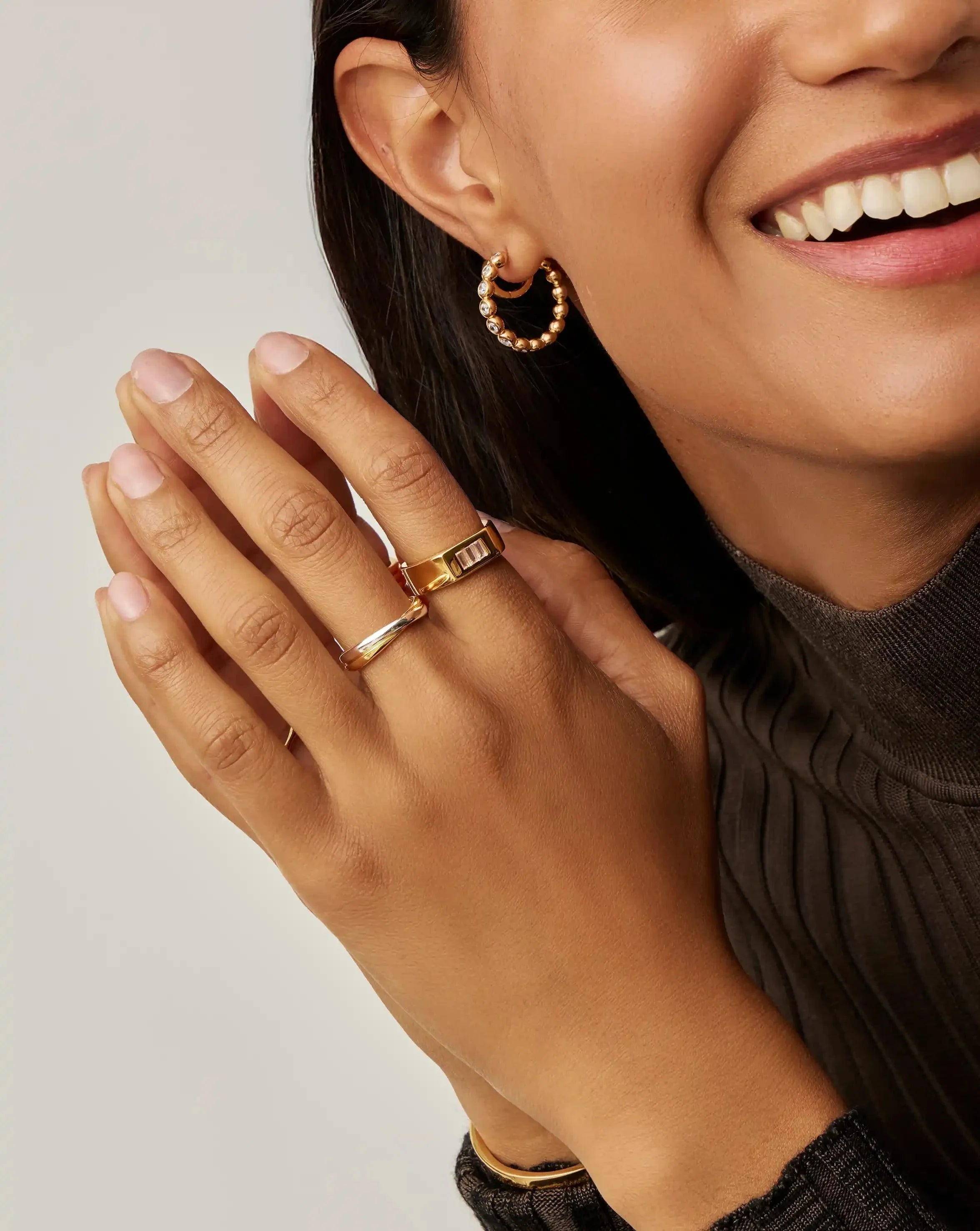 Lucy Williams Triple Stone Chunky Ring | 18k Gold Plated