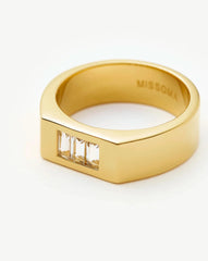 Lucy Williams Triple Stone Chunky Ring | 18k Gold Plated