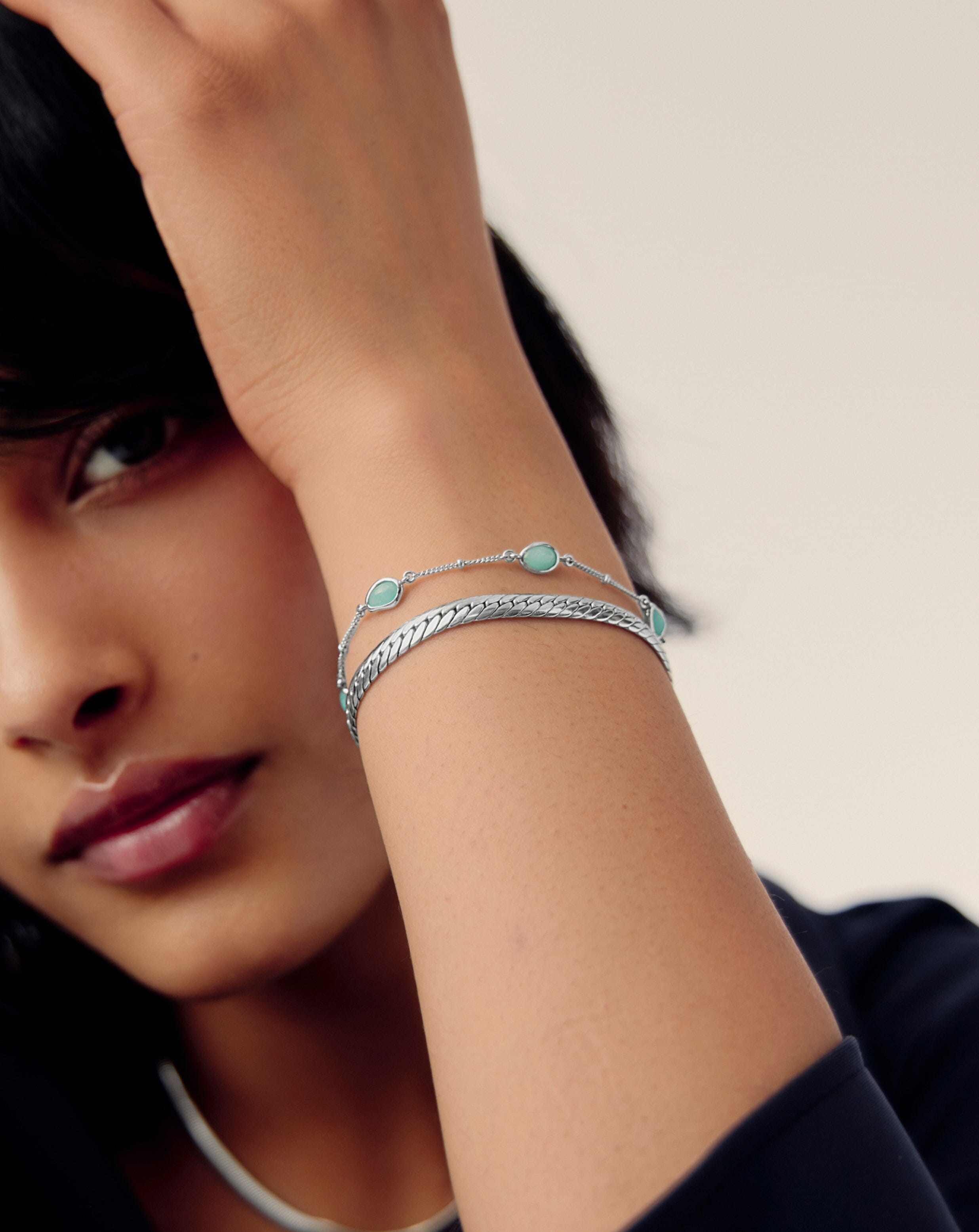 Magma Gemstone Charm Bracelet | Sterling Silver/Amazonite