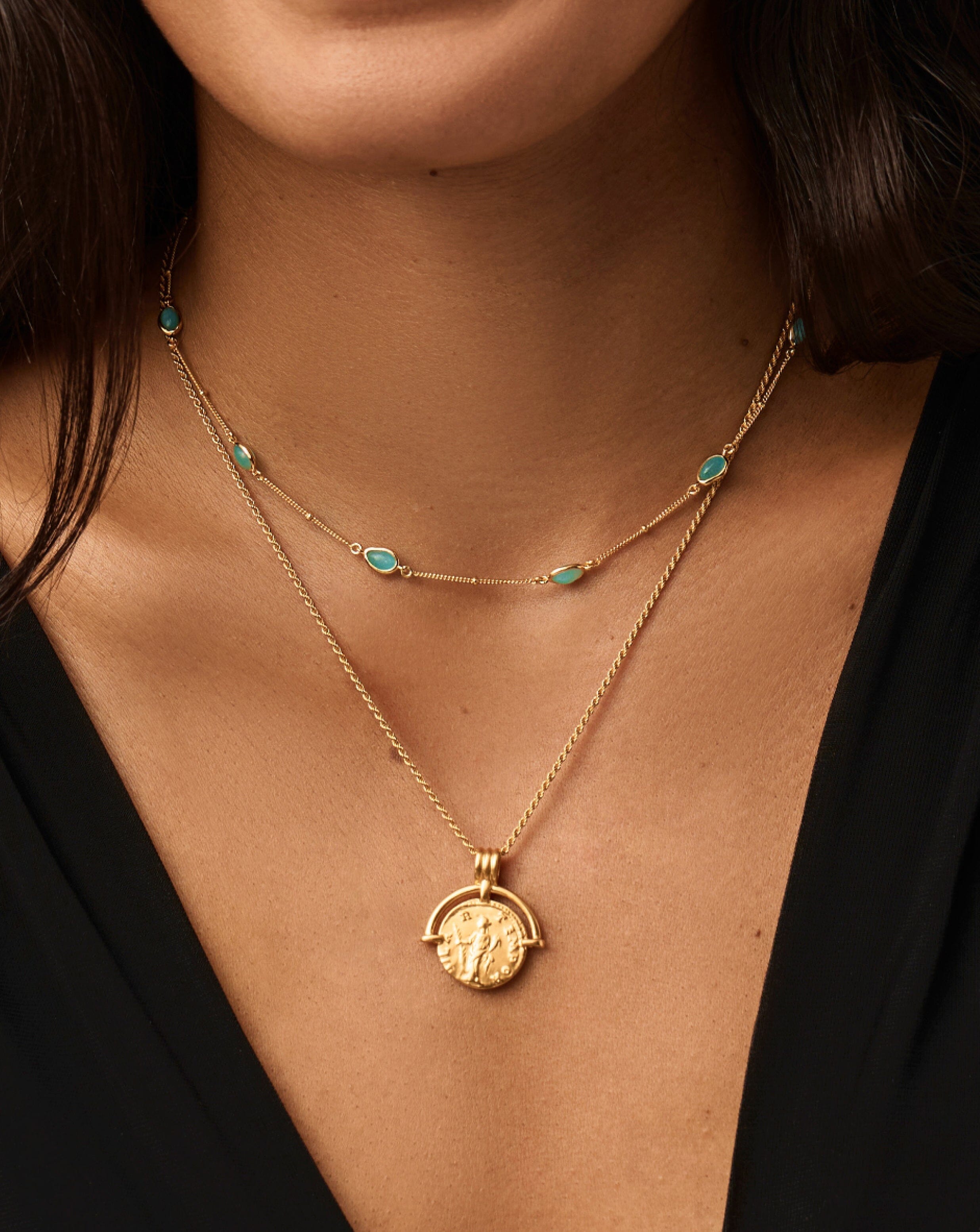 Magma Gemstone Charm Choker | 18k Gold Vermeil/Amazonite