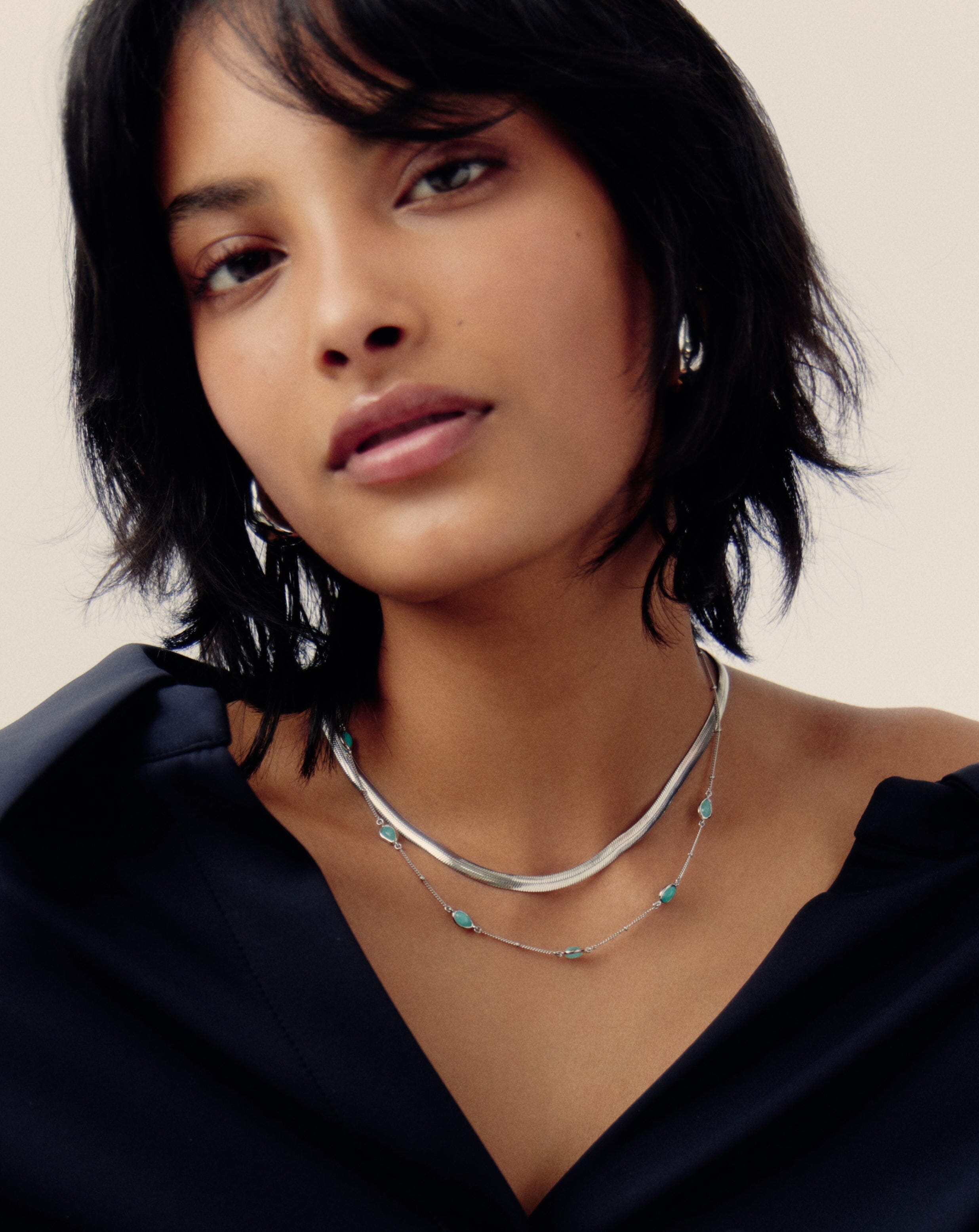 Magma Gemstone Charm Choker | Sterling Silver/Amazonite