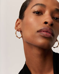 Magma Gemstone Medium Hoop Earrings | 18k Recycled Gold Plated on Recycled Sterling Silver