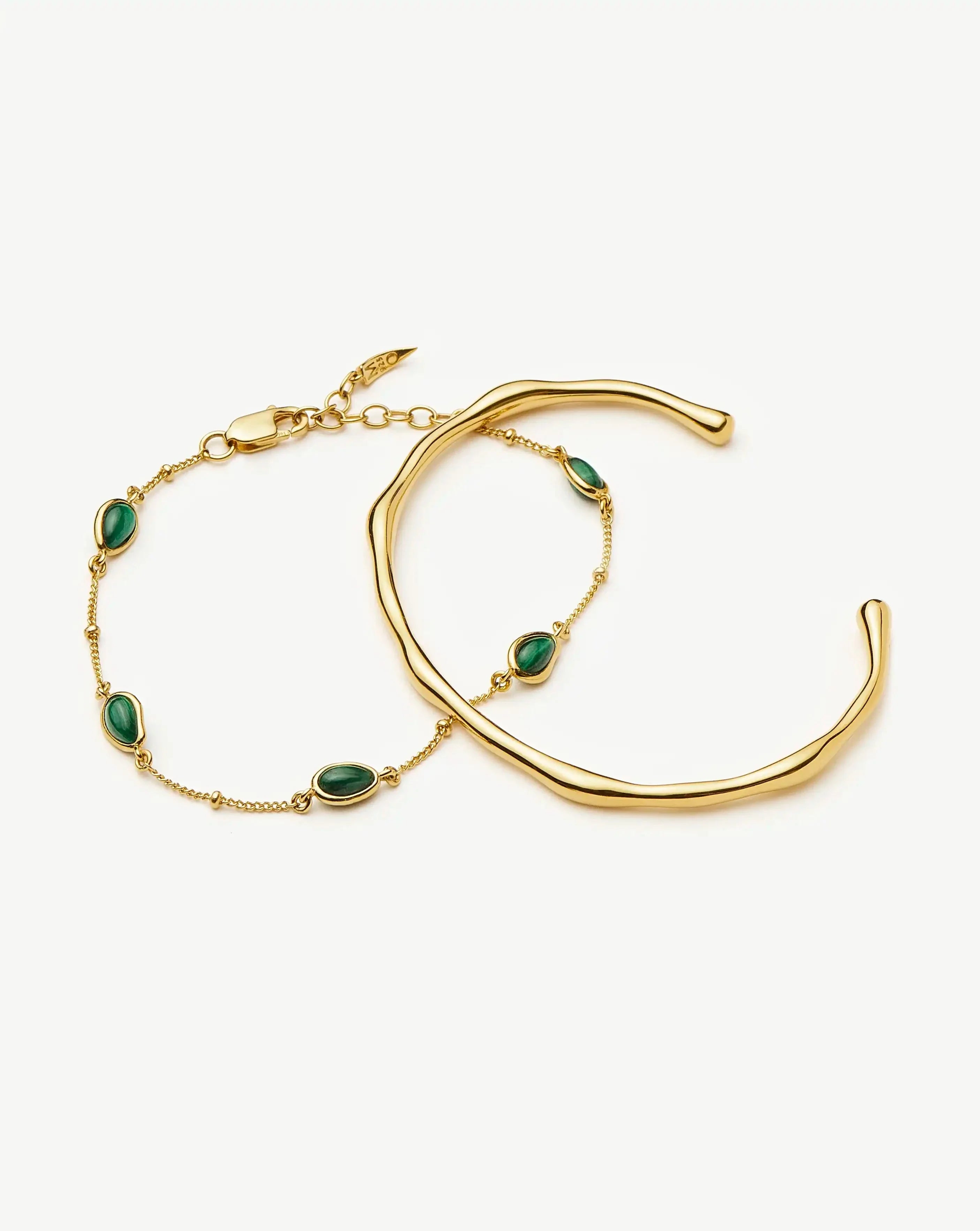Magma Gemstone & Molten Cuff Bracelet Set | 18k Gold Vermeil / 18k Gold Plated