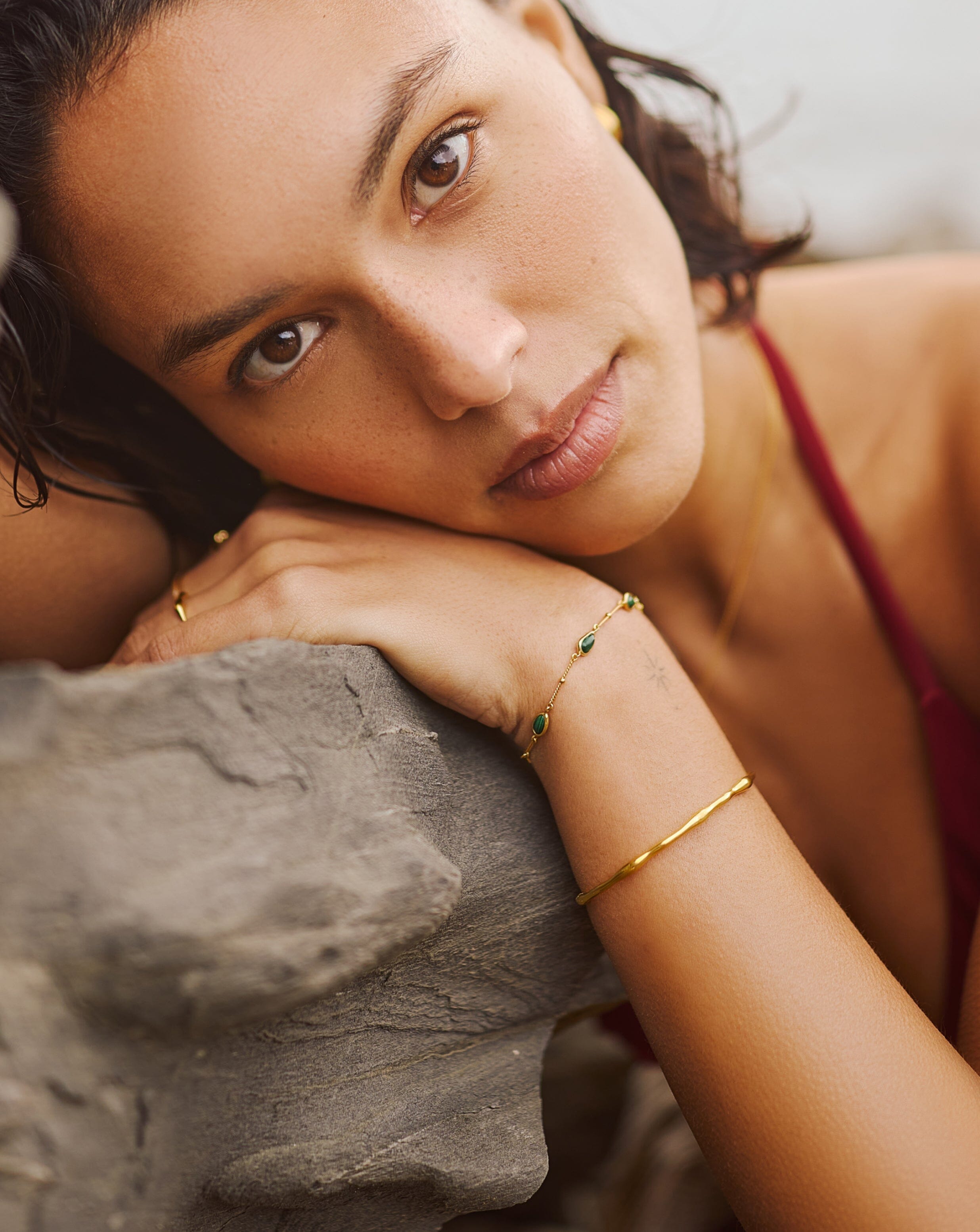 Magma Gemstone & Molten Cuff Bracelet Set | 18k Gold Vermeil / 18k Gold Plated