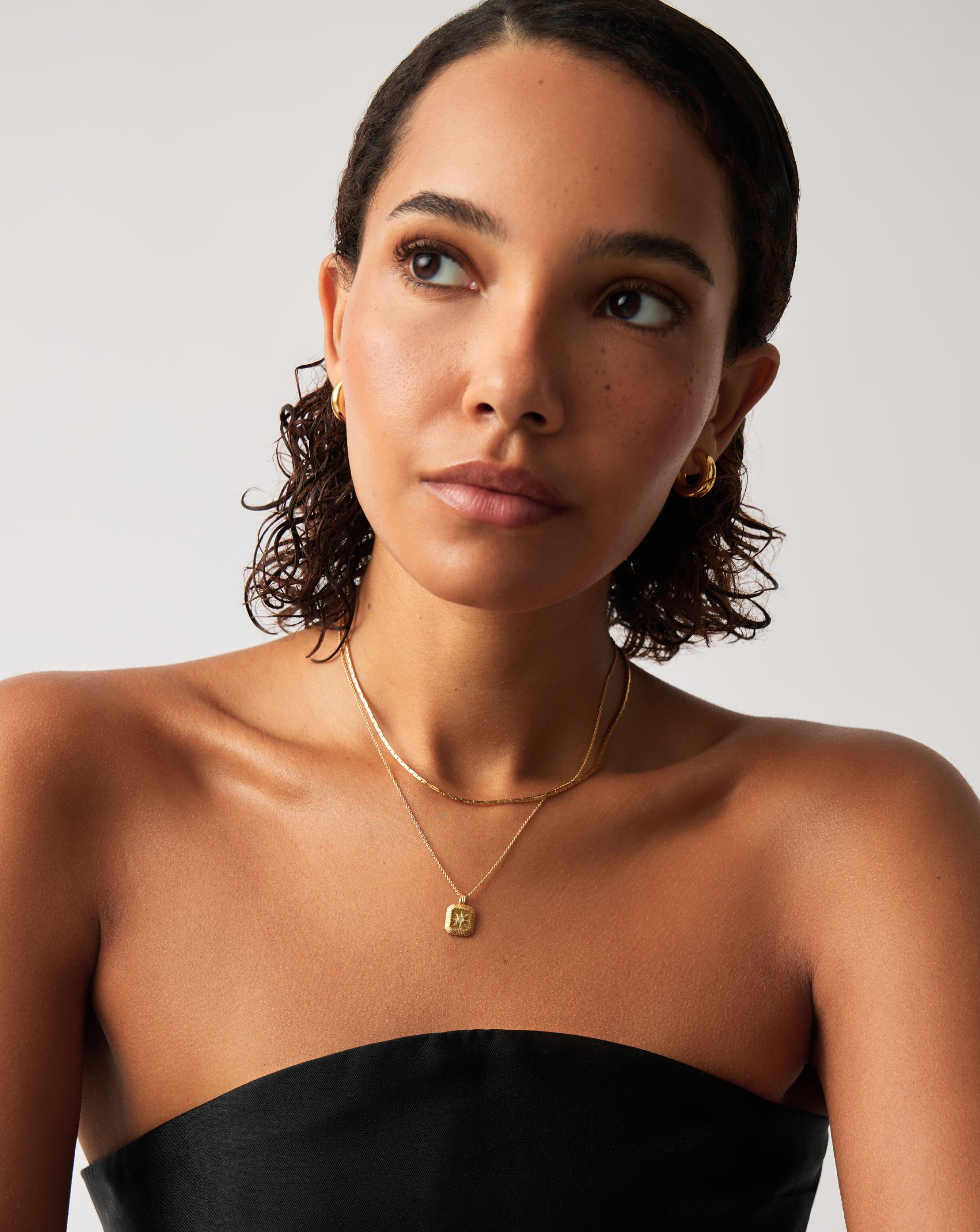 March Birthstone Pendant Necklace | 18k Gold Vermeil/Dyed Aqua Chalcedony