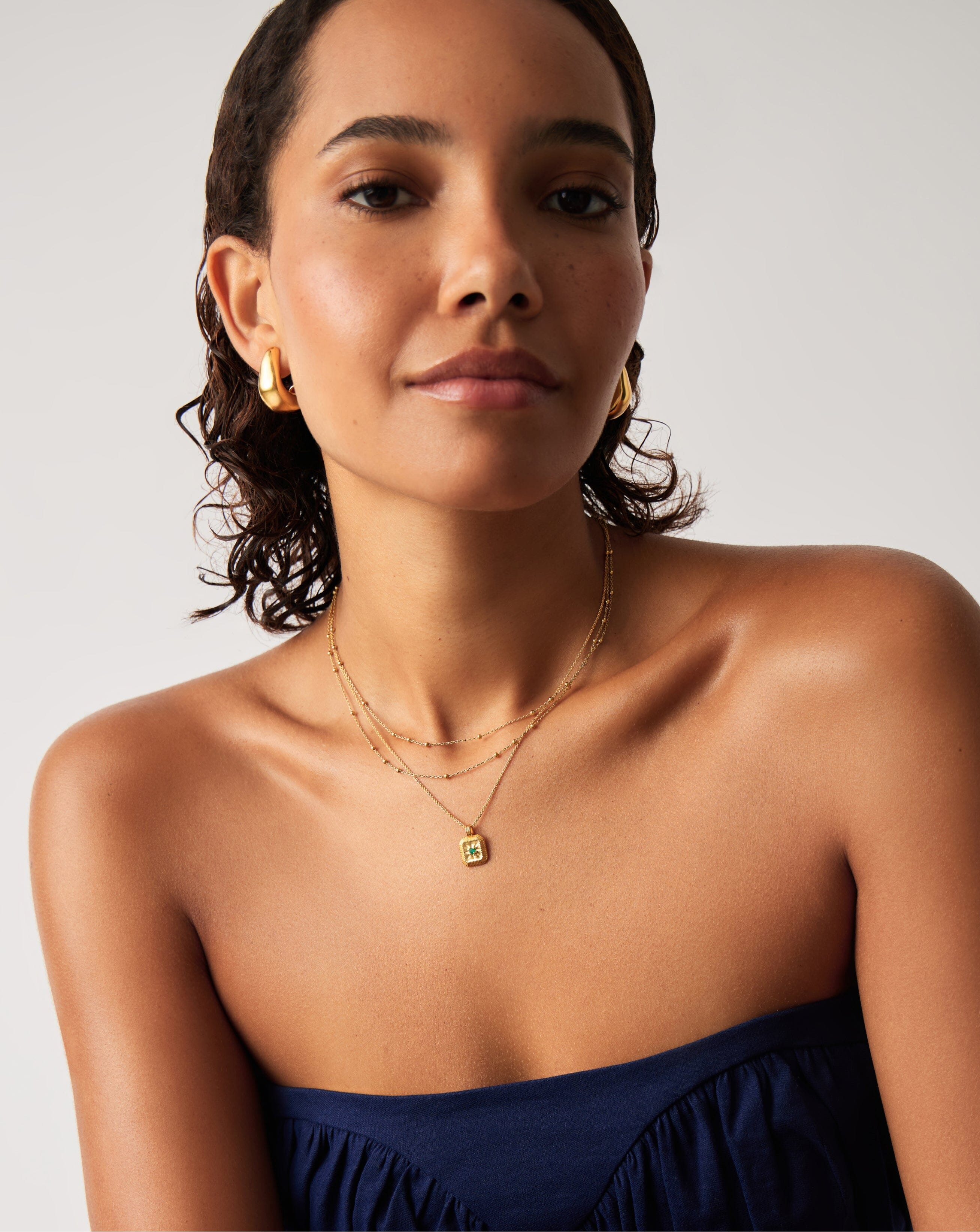 May Birthstone Pendant Necklace | 18k Gold Vermeil/Dyed Green Chalcedony