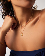 May Birthstone Pendant Necklace | 18k Gold Vermeil/Dyed Green Chalcedony