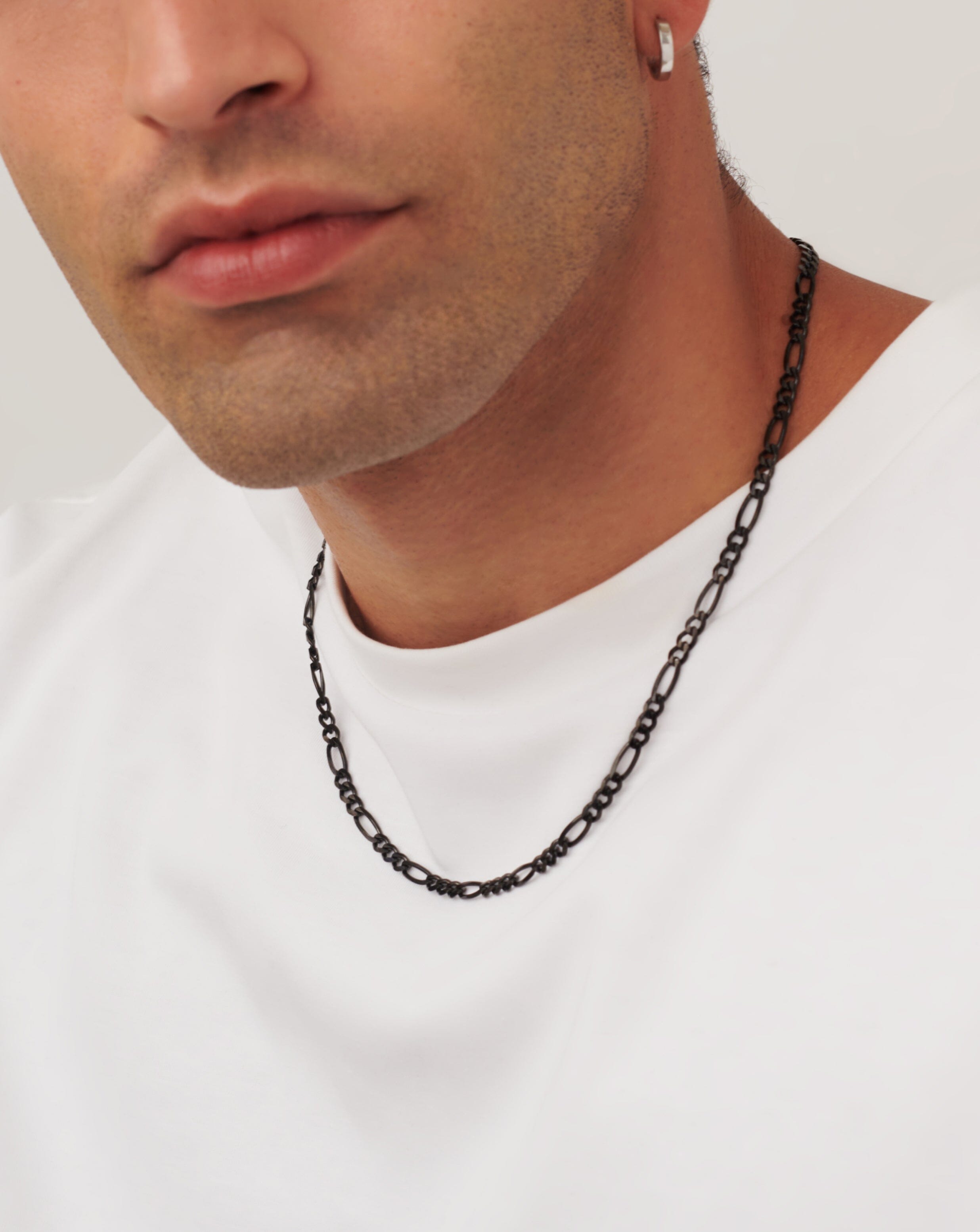 Mens Black Filia Chain Necklace | Sterling Silver