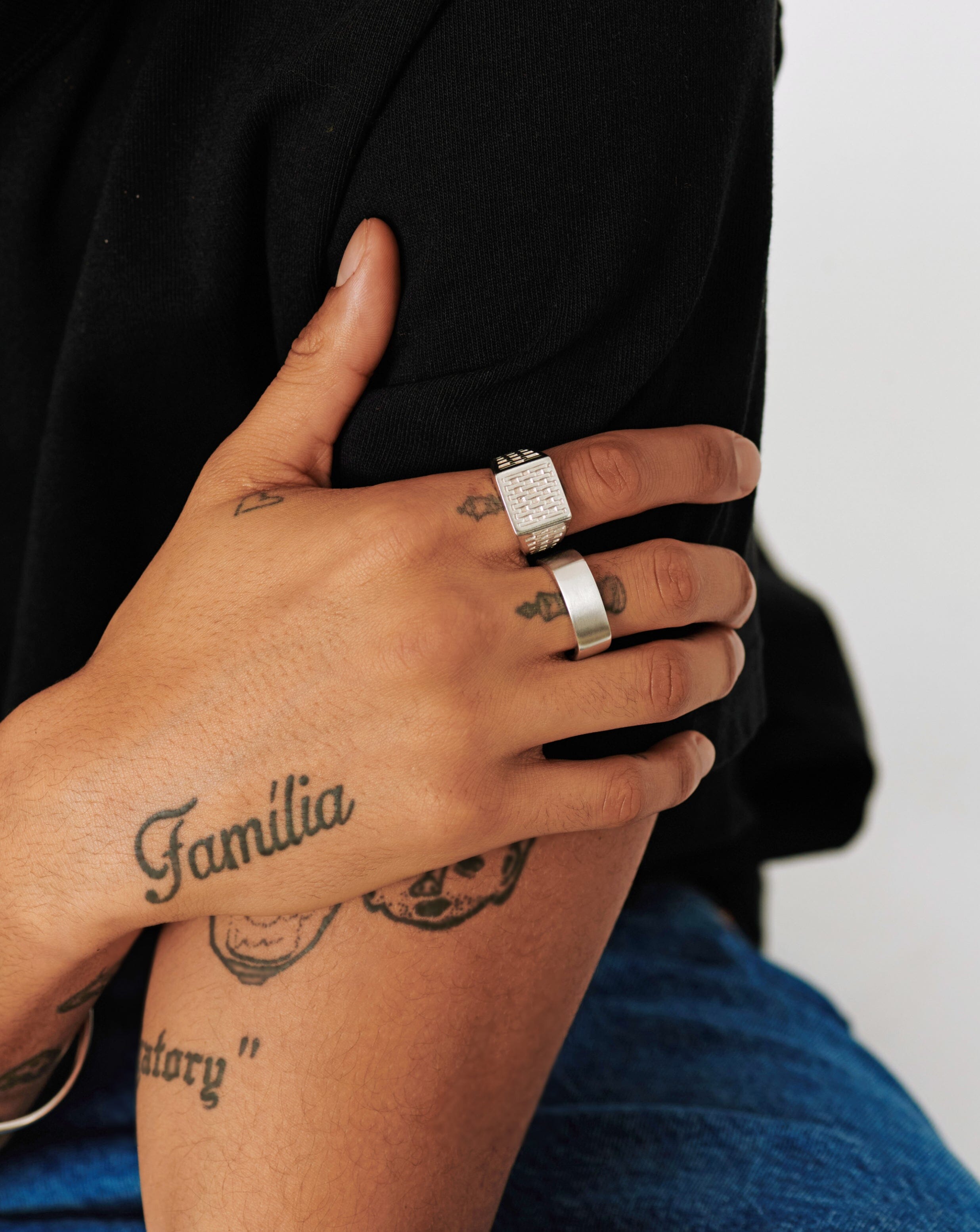 Mens Engravable Matte Wide Ring | Sterling Silver