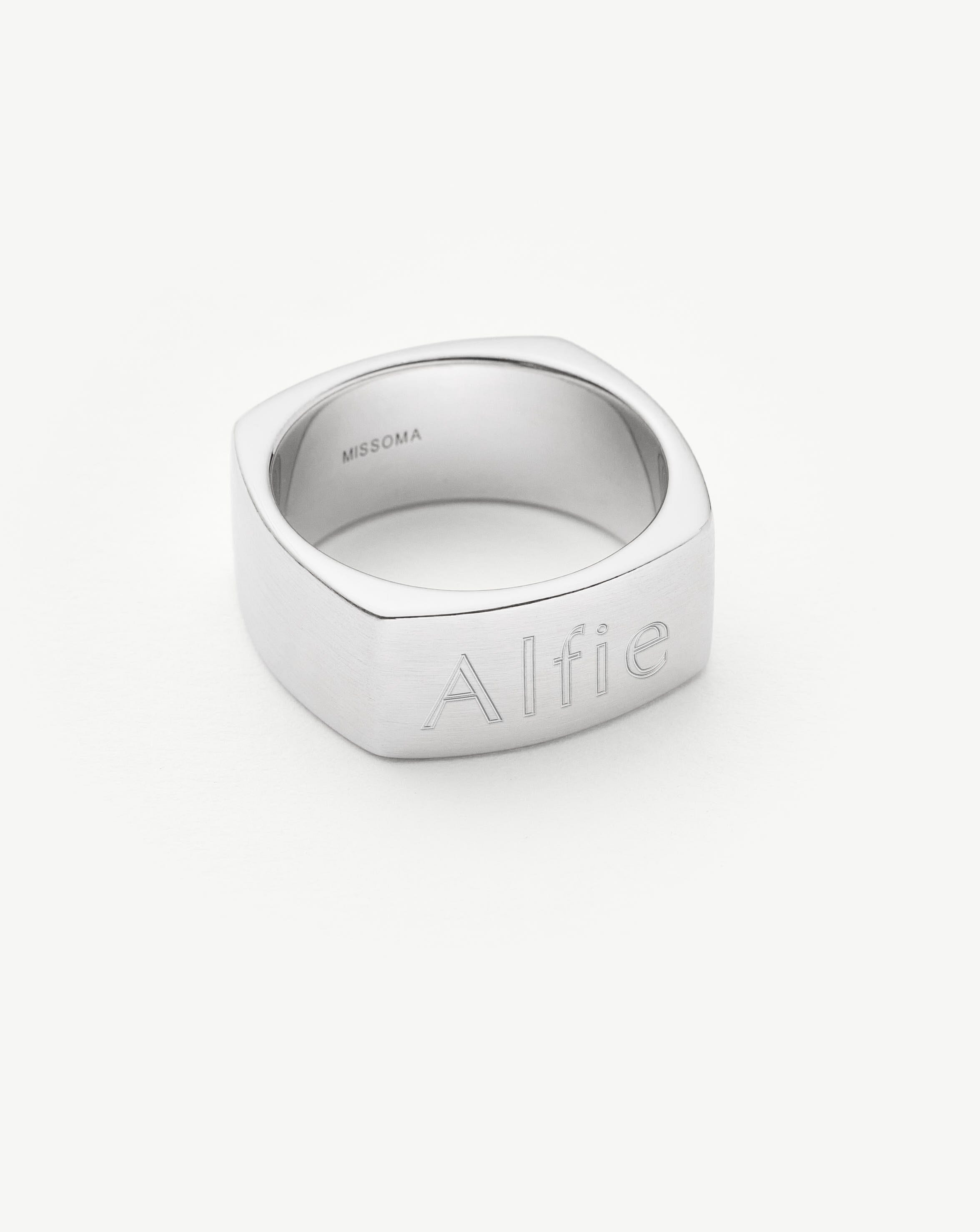 Mens Engravable Matte Wide Ring | Sterling Silver
