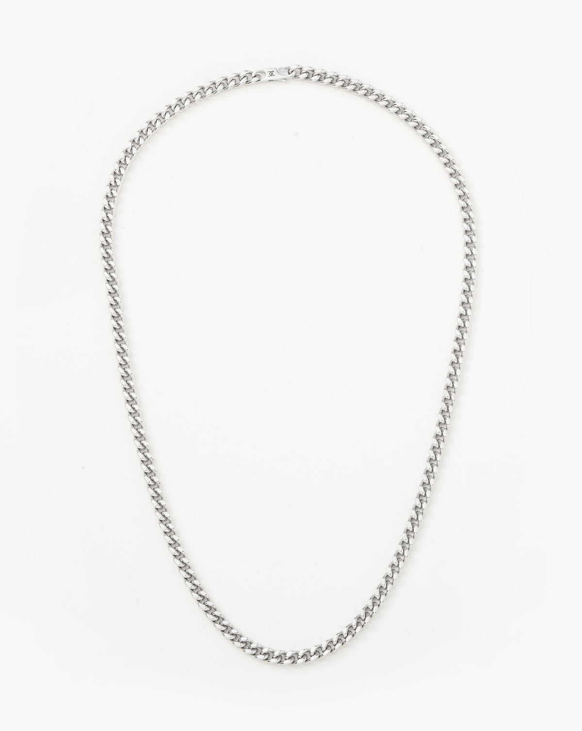 Mens Flat Curb Chain Necklace | Silver Plated