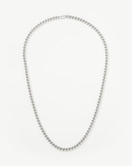 Mens Flat Curb Chain Necklace | Silver Plated