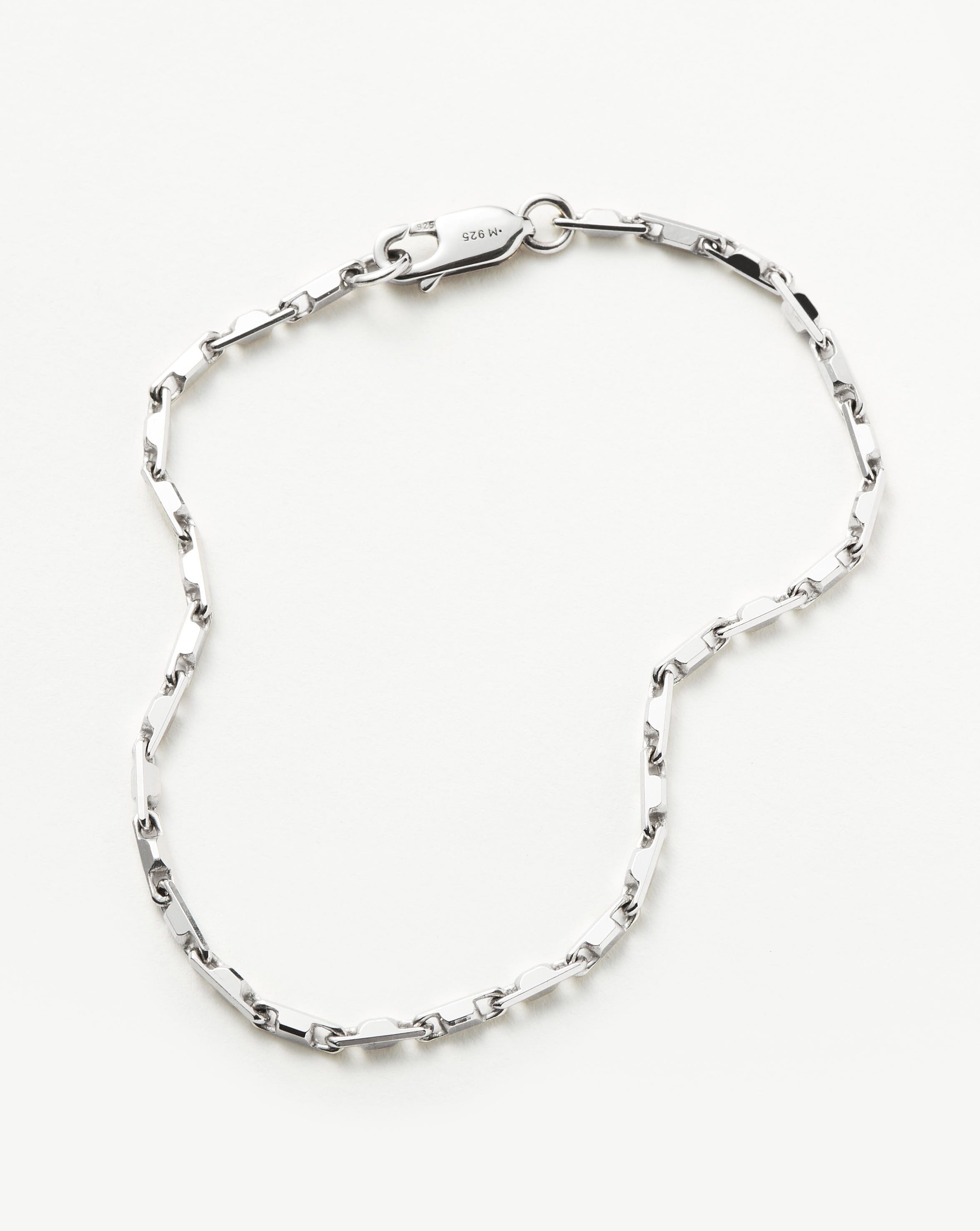 Mens Interlocking Link Chain Bracelet | Sterling Silver