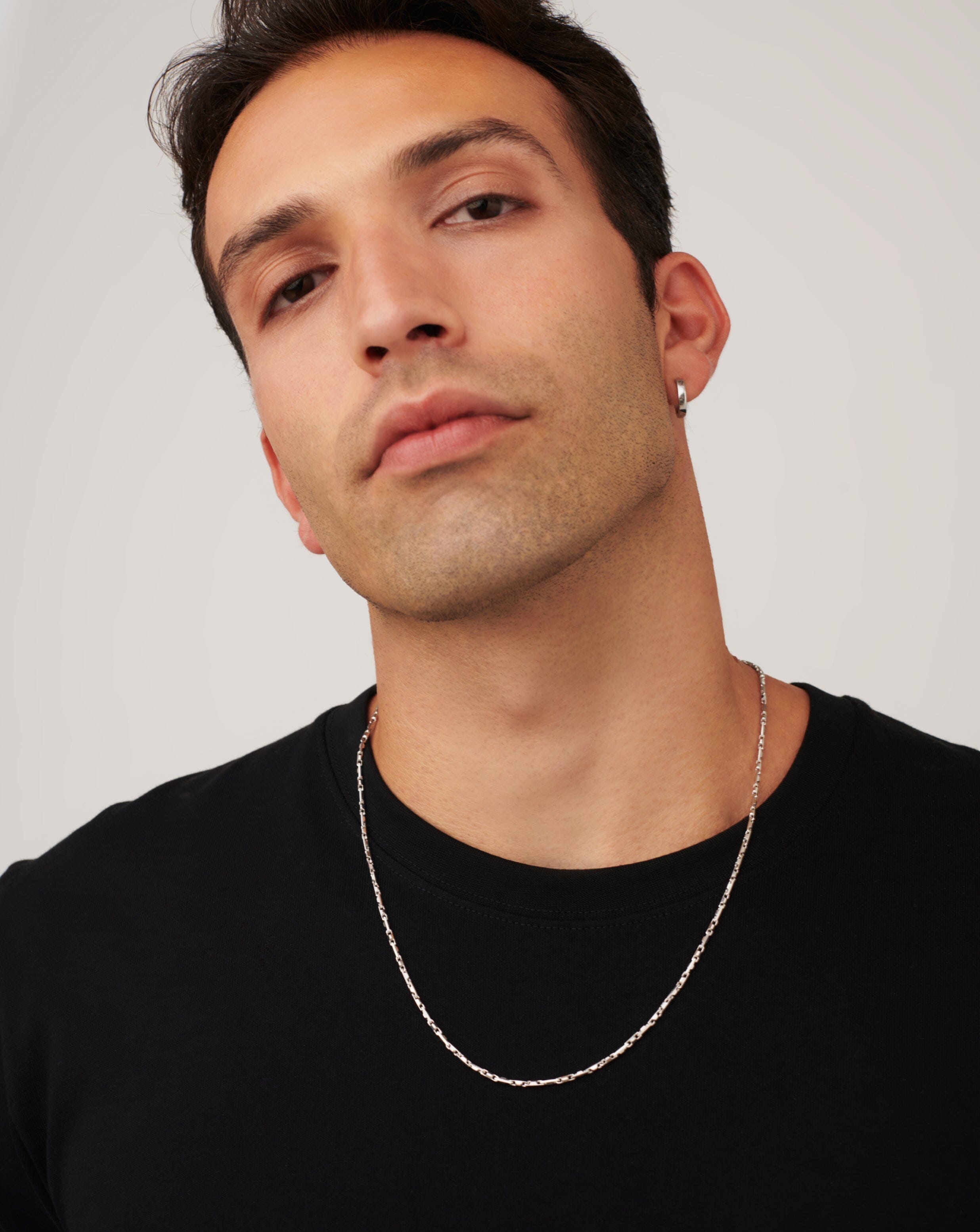 Mens Interlocking Link Chain Necklace | Sterling Silver