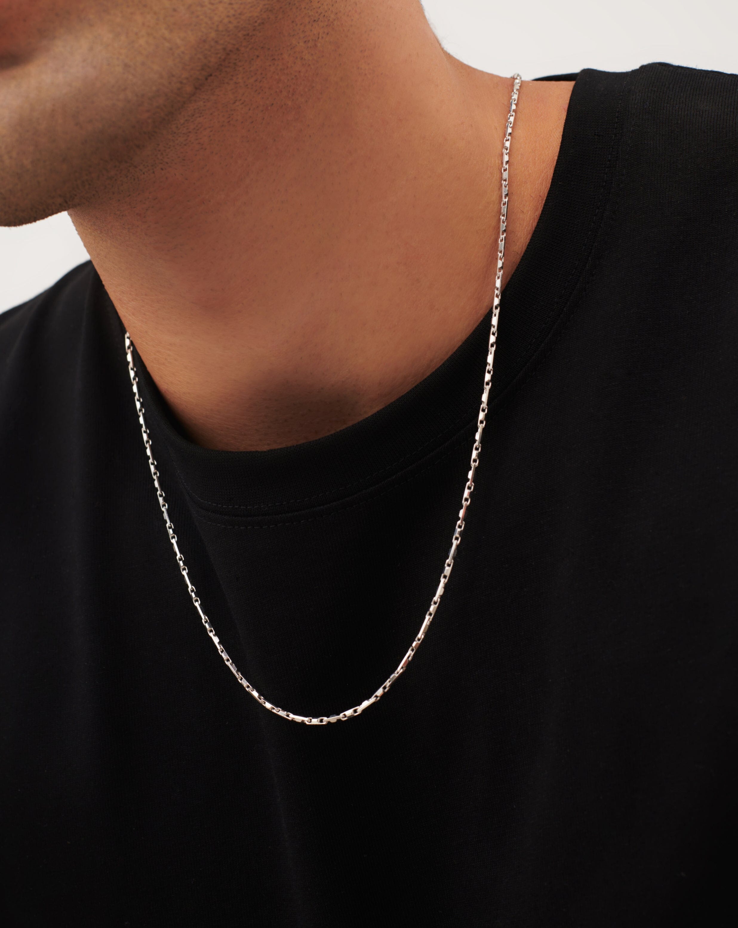 Mens Interlocking Link Chain Necklace | Sterling Silver