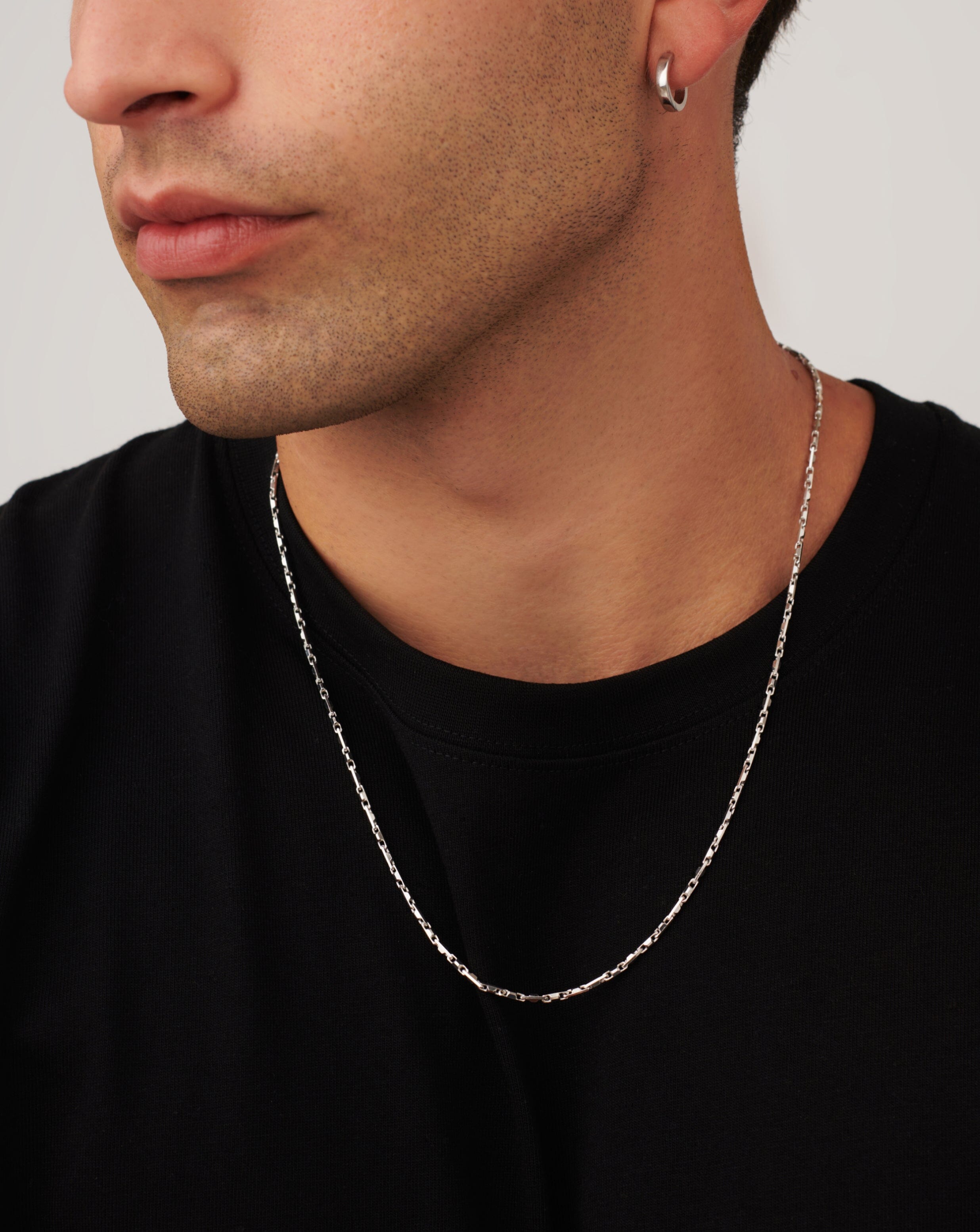 Mens Interlocking Link Chain Necklace | Sterling Silver