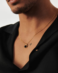 Mens Lucy Williams Square Black Onyx Pendant Necklace
