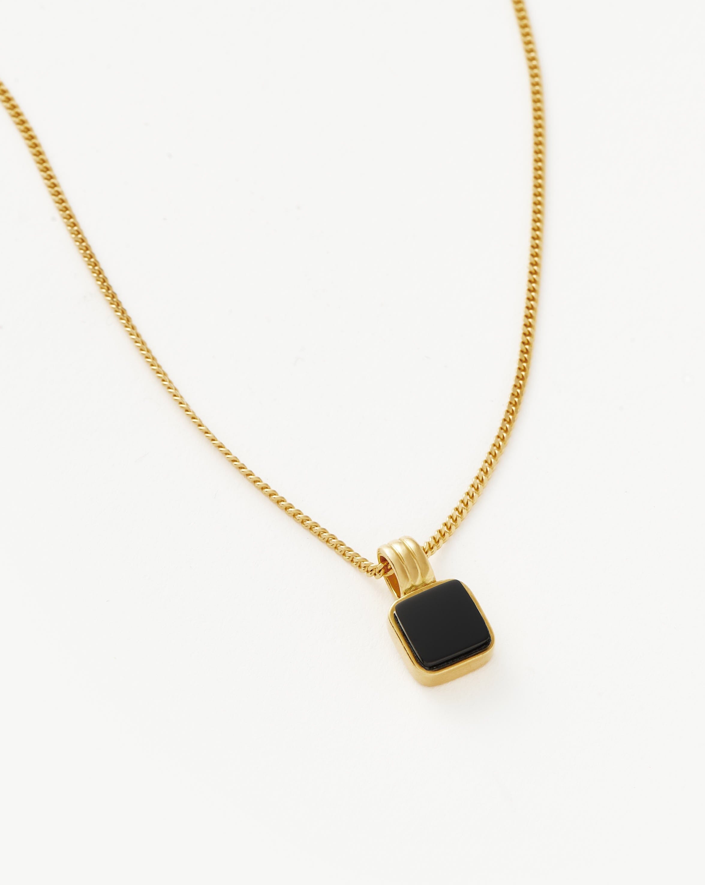 Mens Lucy Williams Square Black Onyx Pendant Necklace