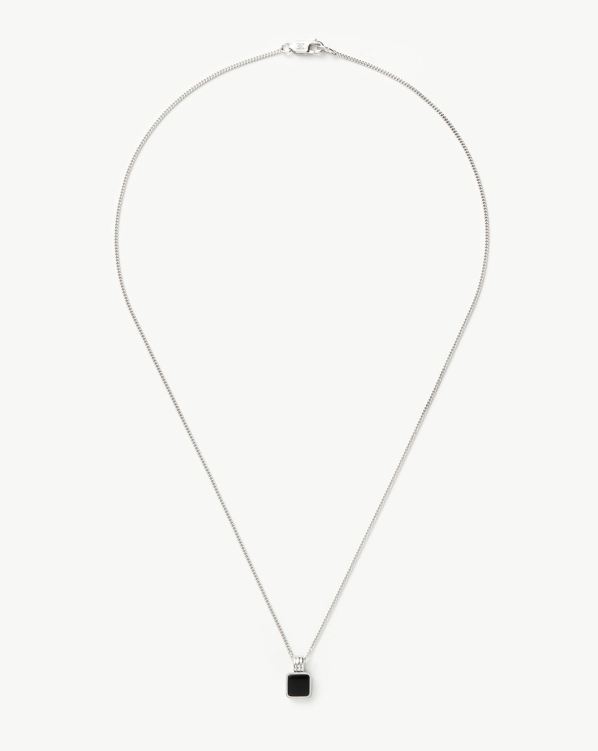 Mens Lucy Williams Square Black Onyx Pendant Necklace