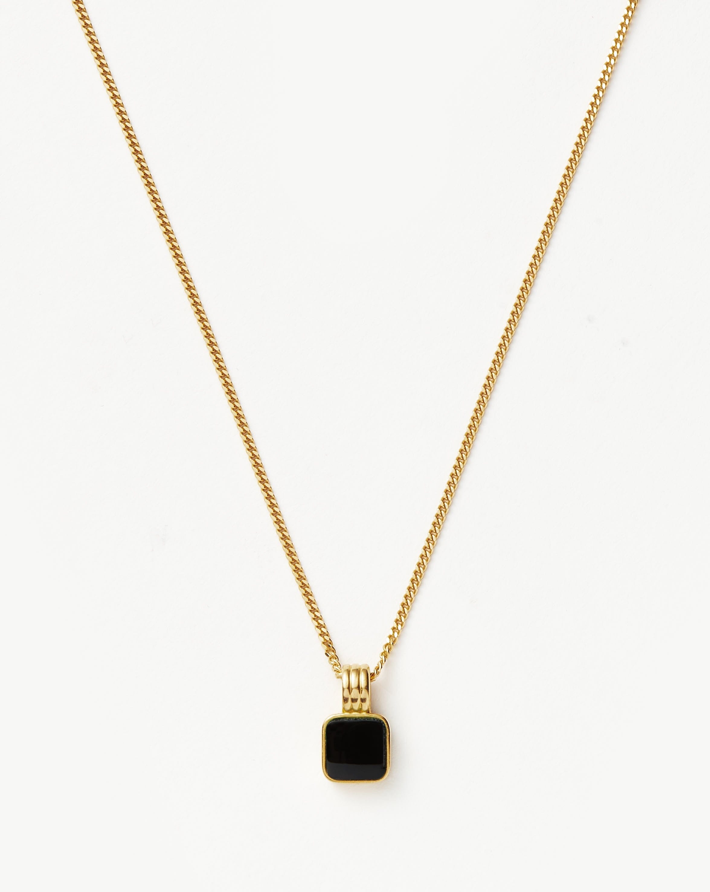 Mens Lucy Williams Square Black Onyx Pendant Necklace