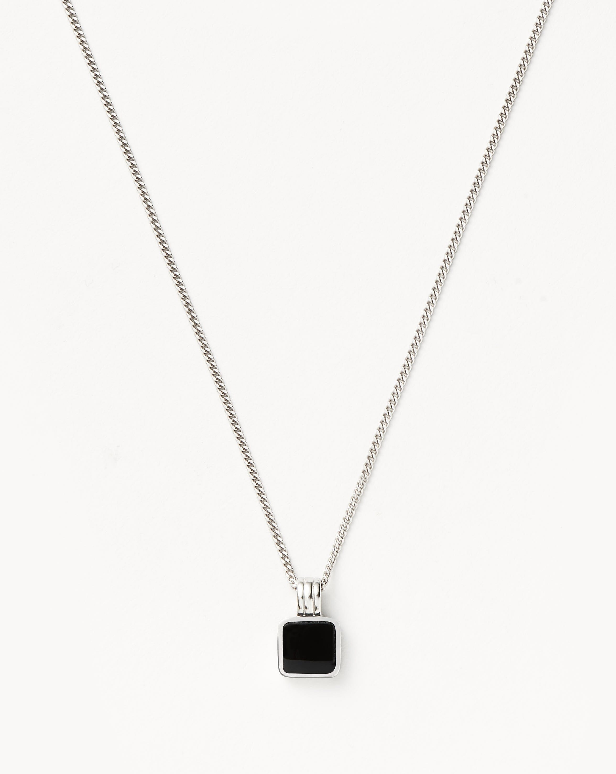 Mens Lucy Williams Square Black Onyx Pendant Necklace