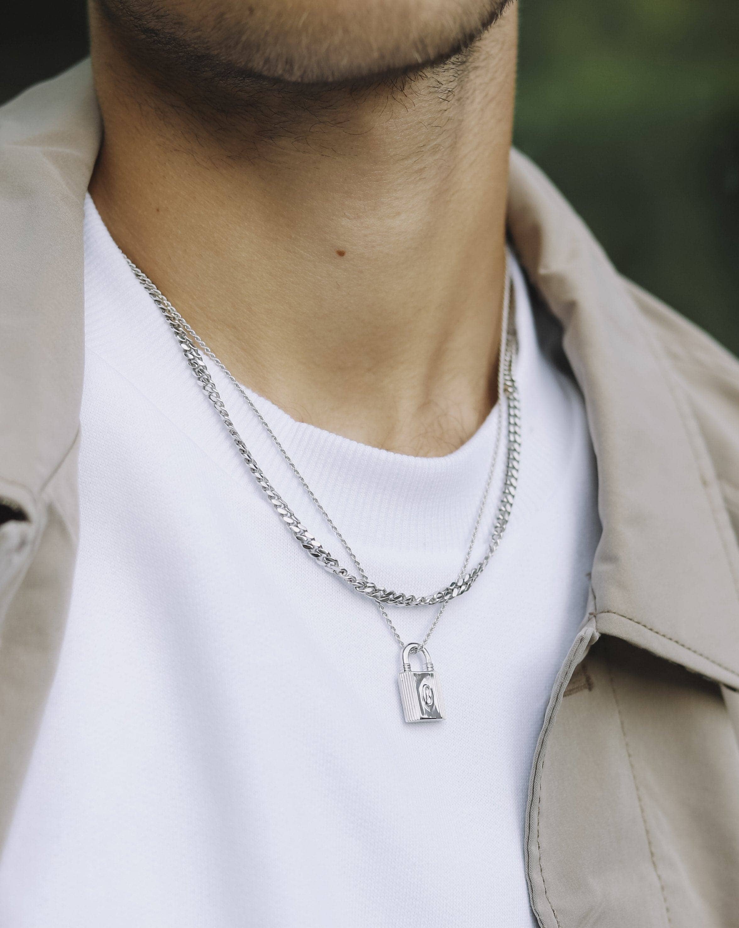 Mens Round Curb Chain Necklace