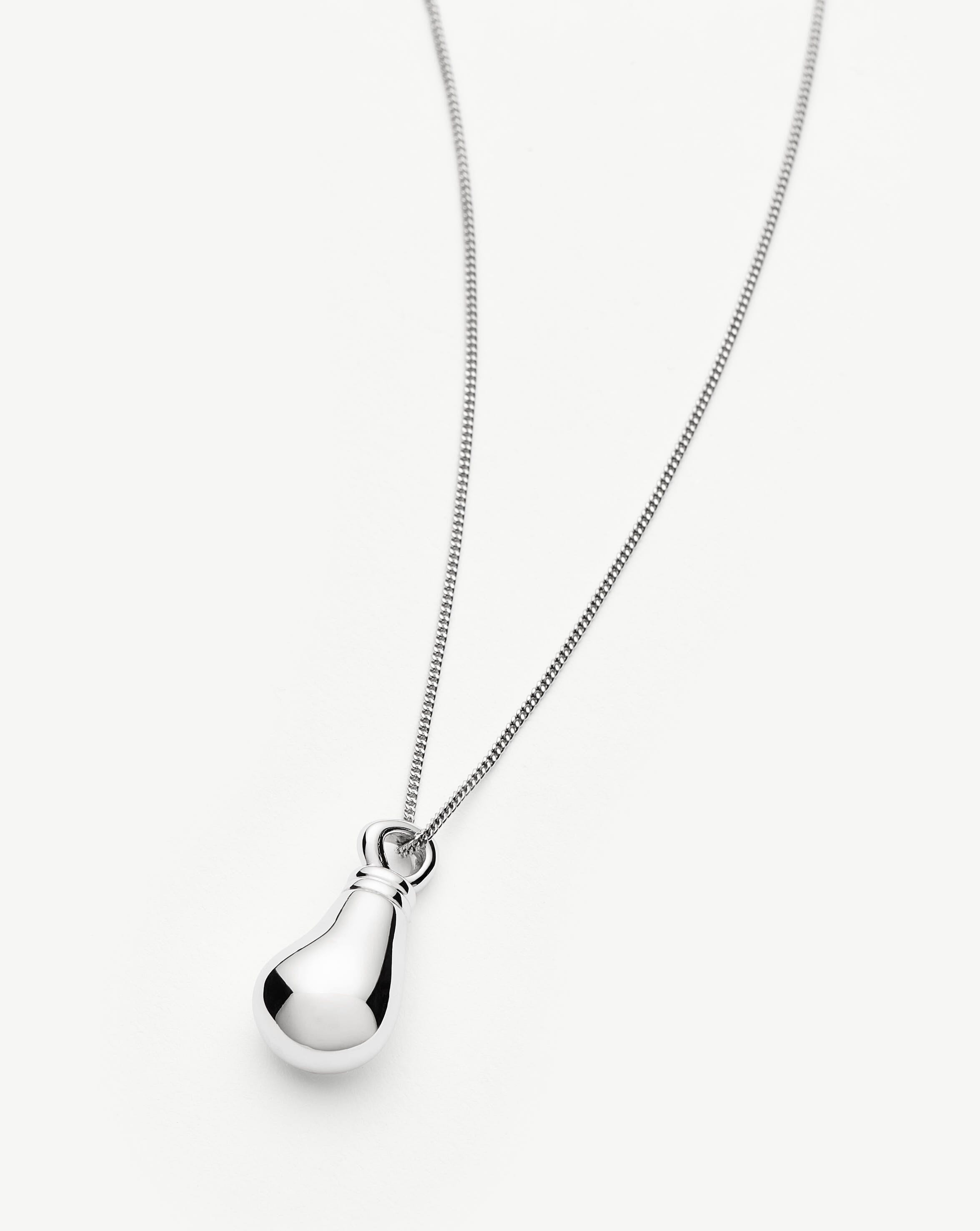 Message in a Bottle Droplet Pendant Necklace | Silver Plated