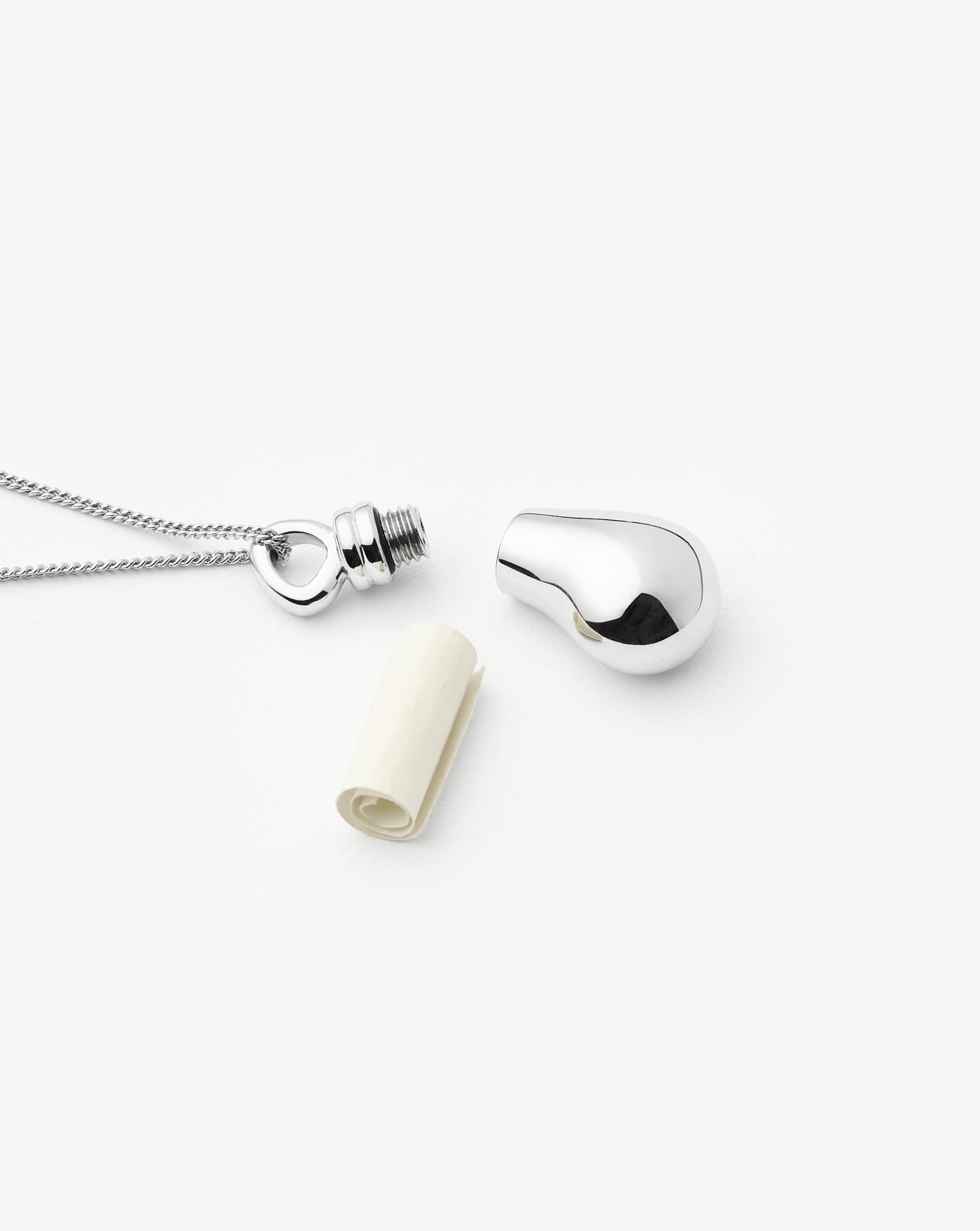 Message in a Bottle Droplet Pendant Necklace | Silver Plated