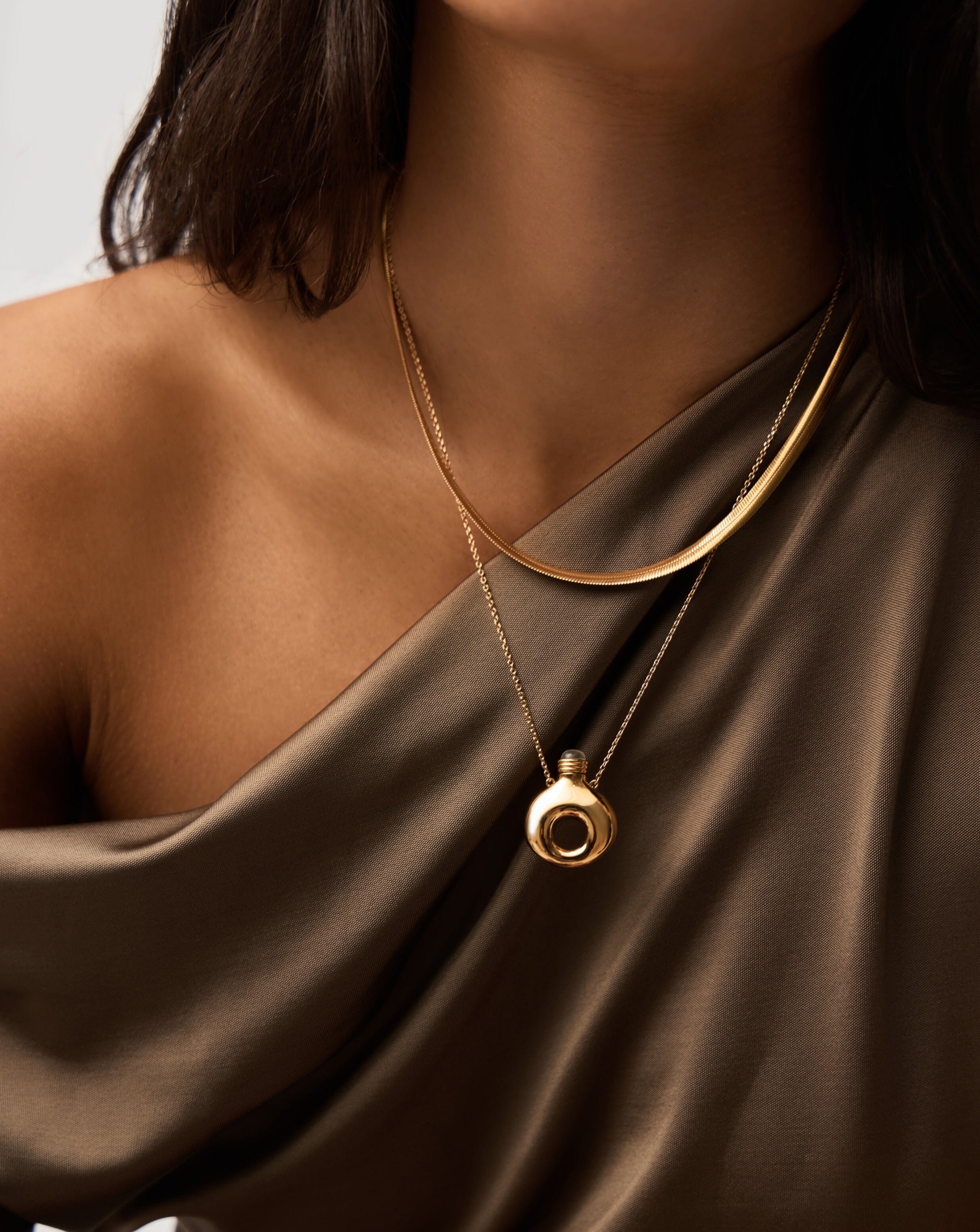 Message in a Bottle Molten Pendant Necklace | 18k Gold Plated