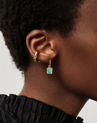 Mini Pyramid Charm Hoop Earrings | 18k Gold Vermeil/Amazonite