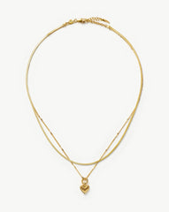 Mini Ridge Heart Chain Necklace Set | 18k Gold Plated