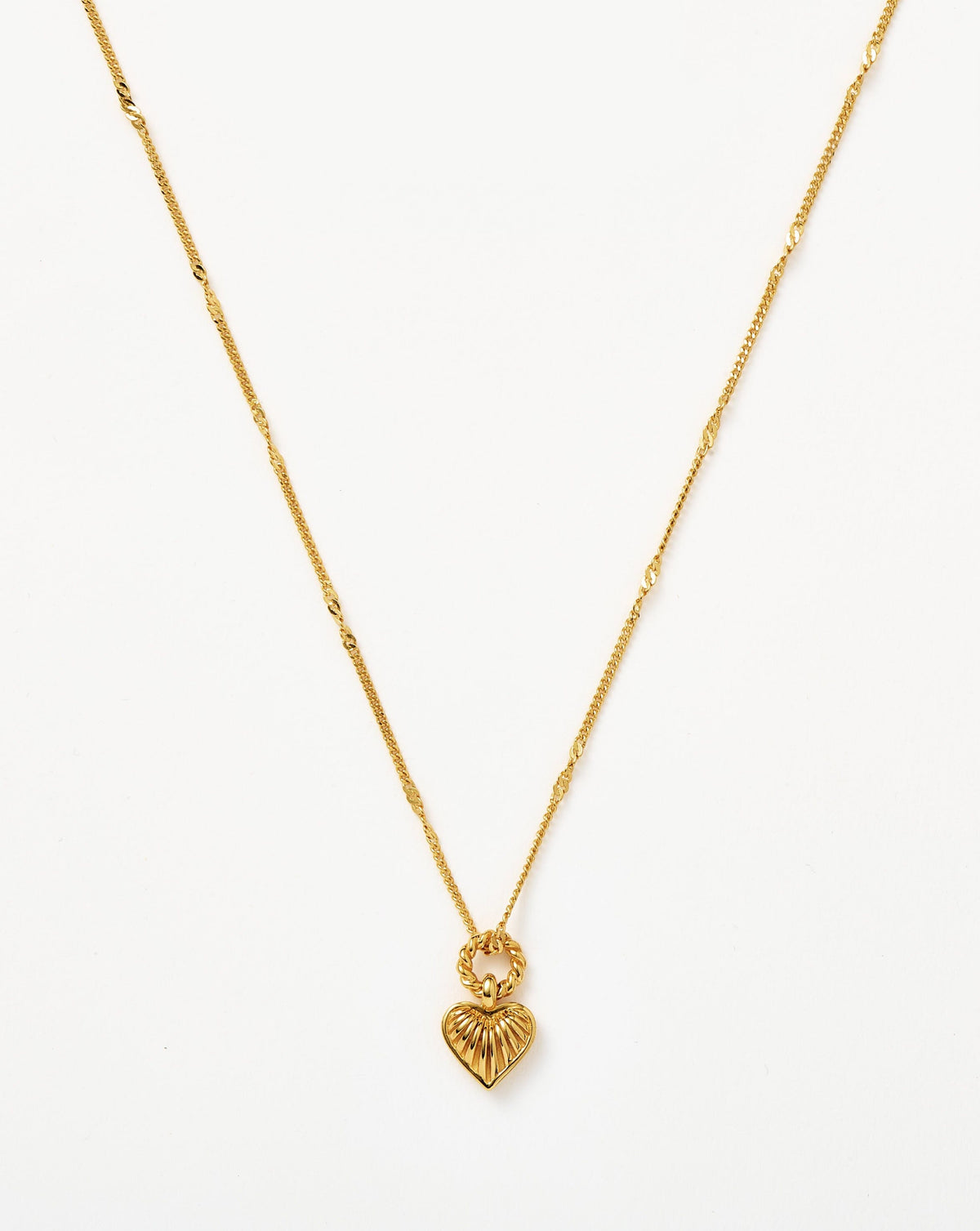 Mini Ridge Heart Charm Pendant Necklace