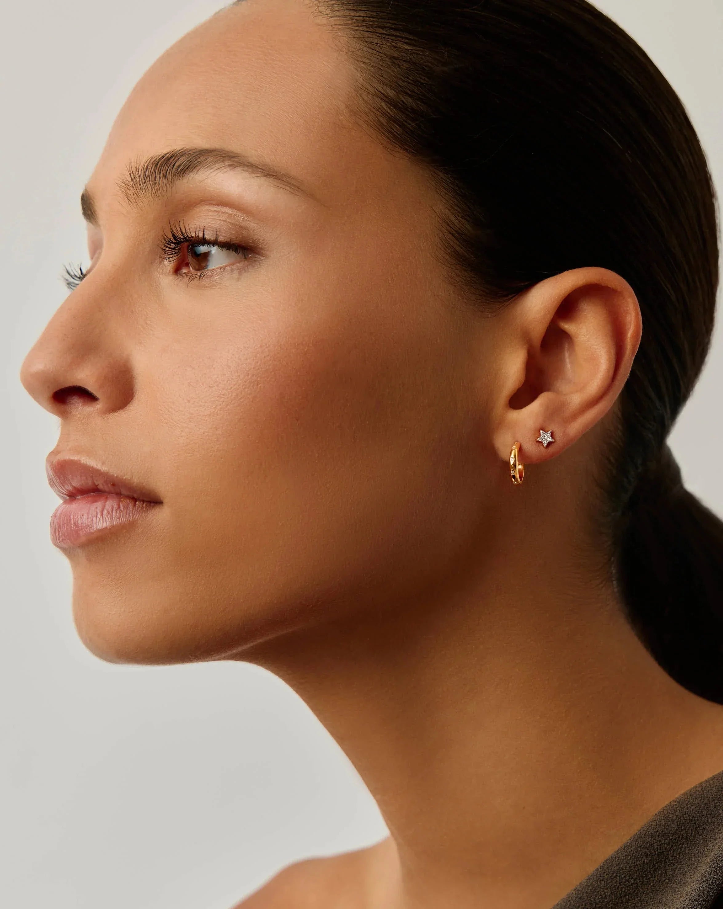 Mini Solar Studded Hoop Earrings