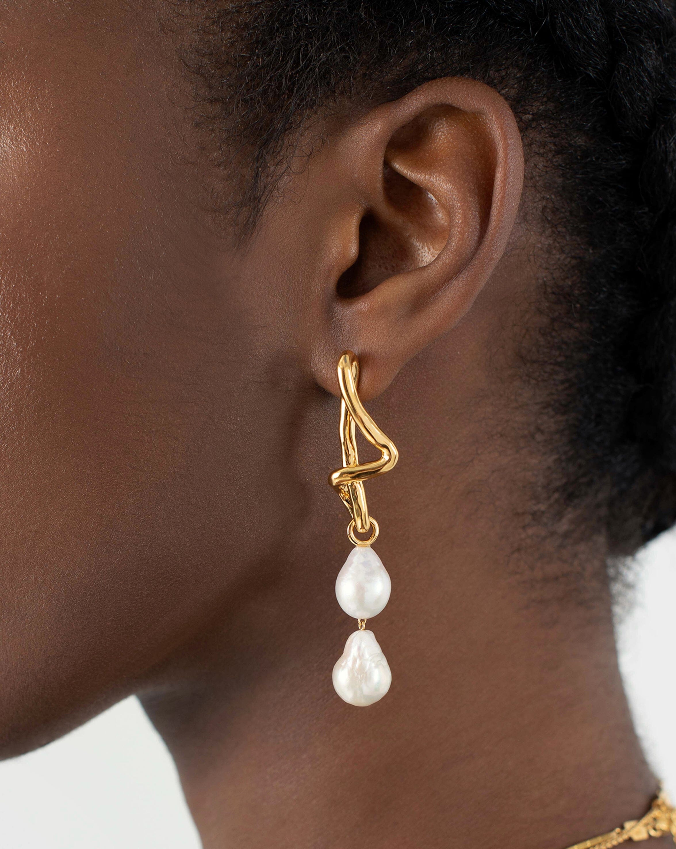 Molten Baroque Pearl Mismatch Drop Earrings