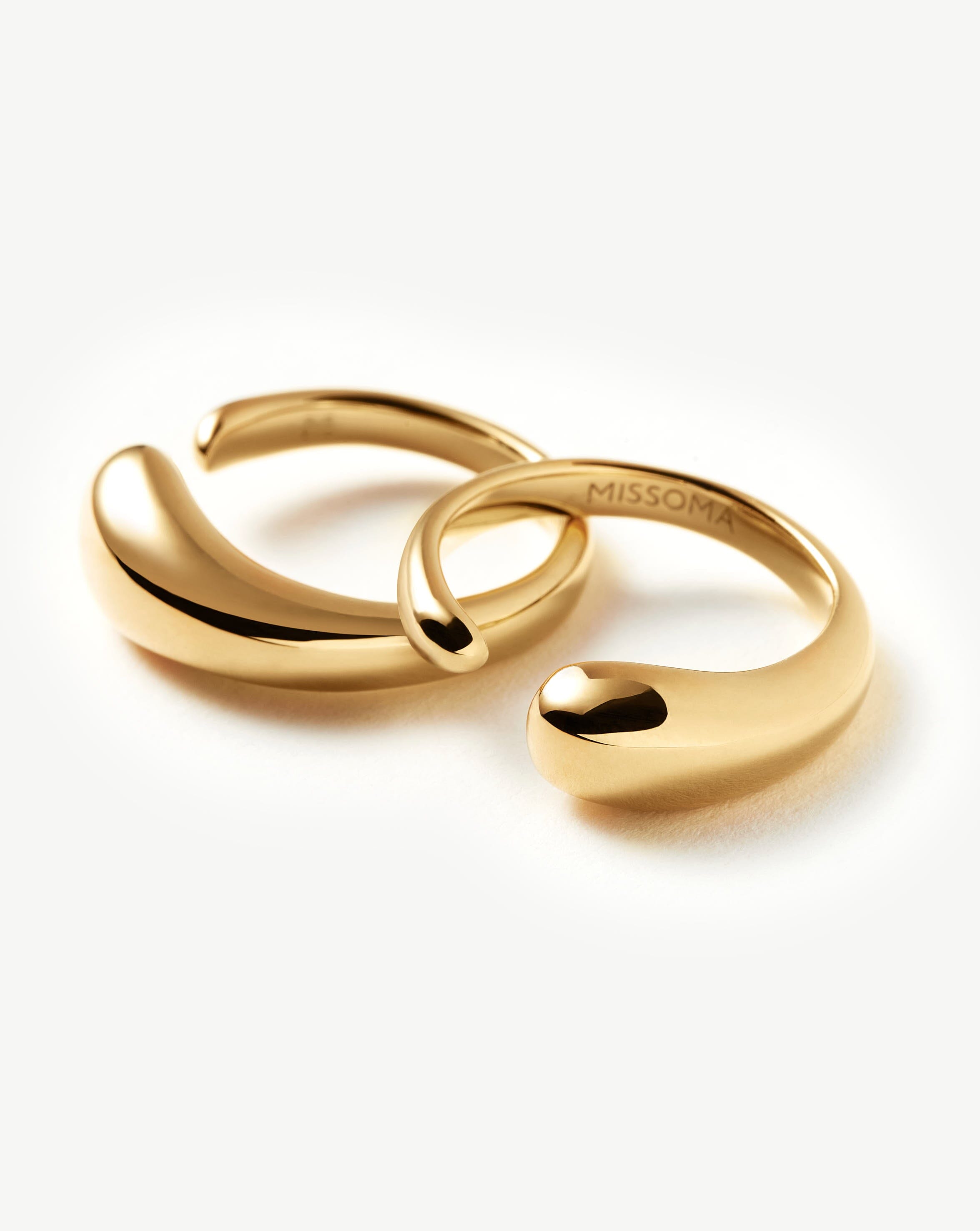 Molten Double Stacking Ring Set | 18k Gold Plated