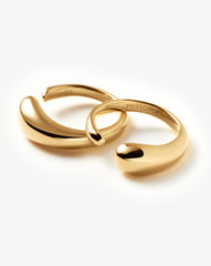 Molten Double Stacking Ring Set | 18k Gold Plated
